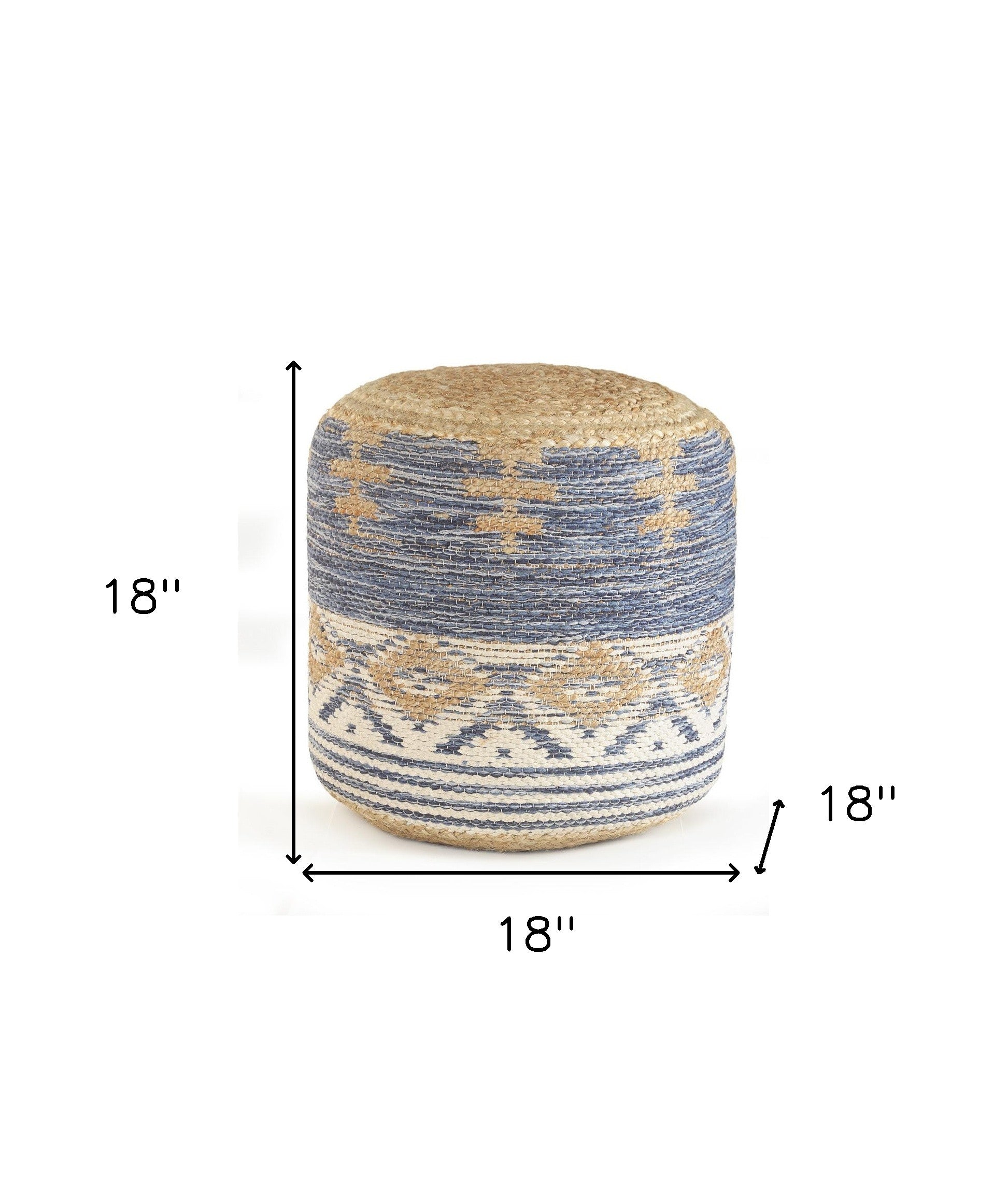 18" Blue Jute Ottoman-7