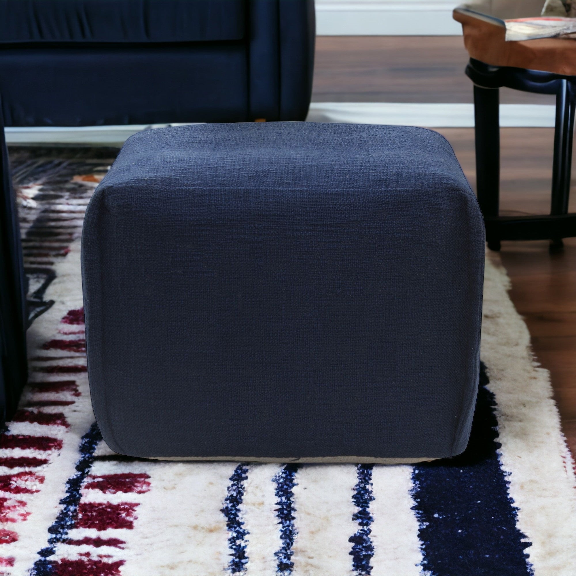 18" Blue 100% Cotton Ottoman-5