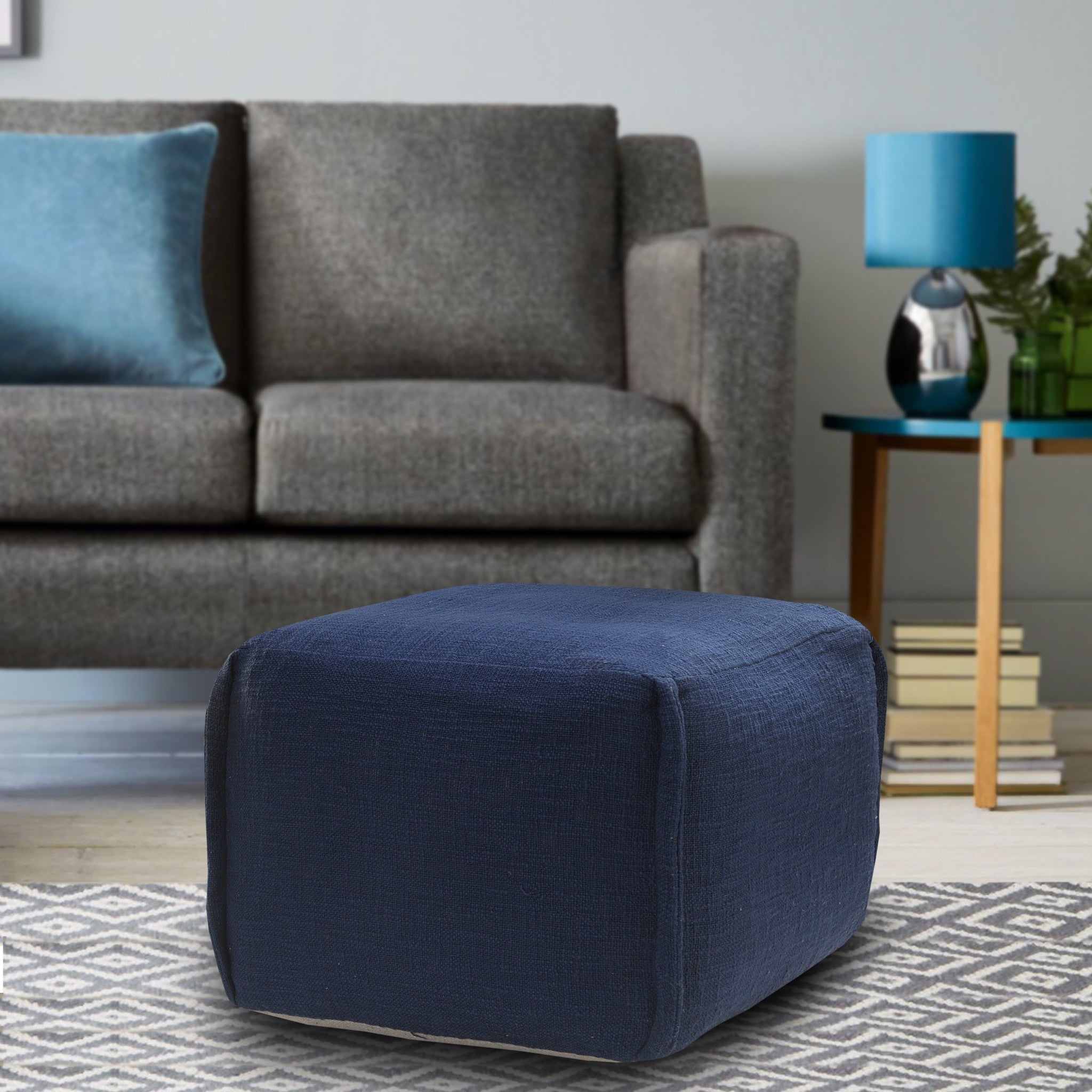 18" Blue 100% Cotton Ottoman-7