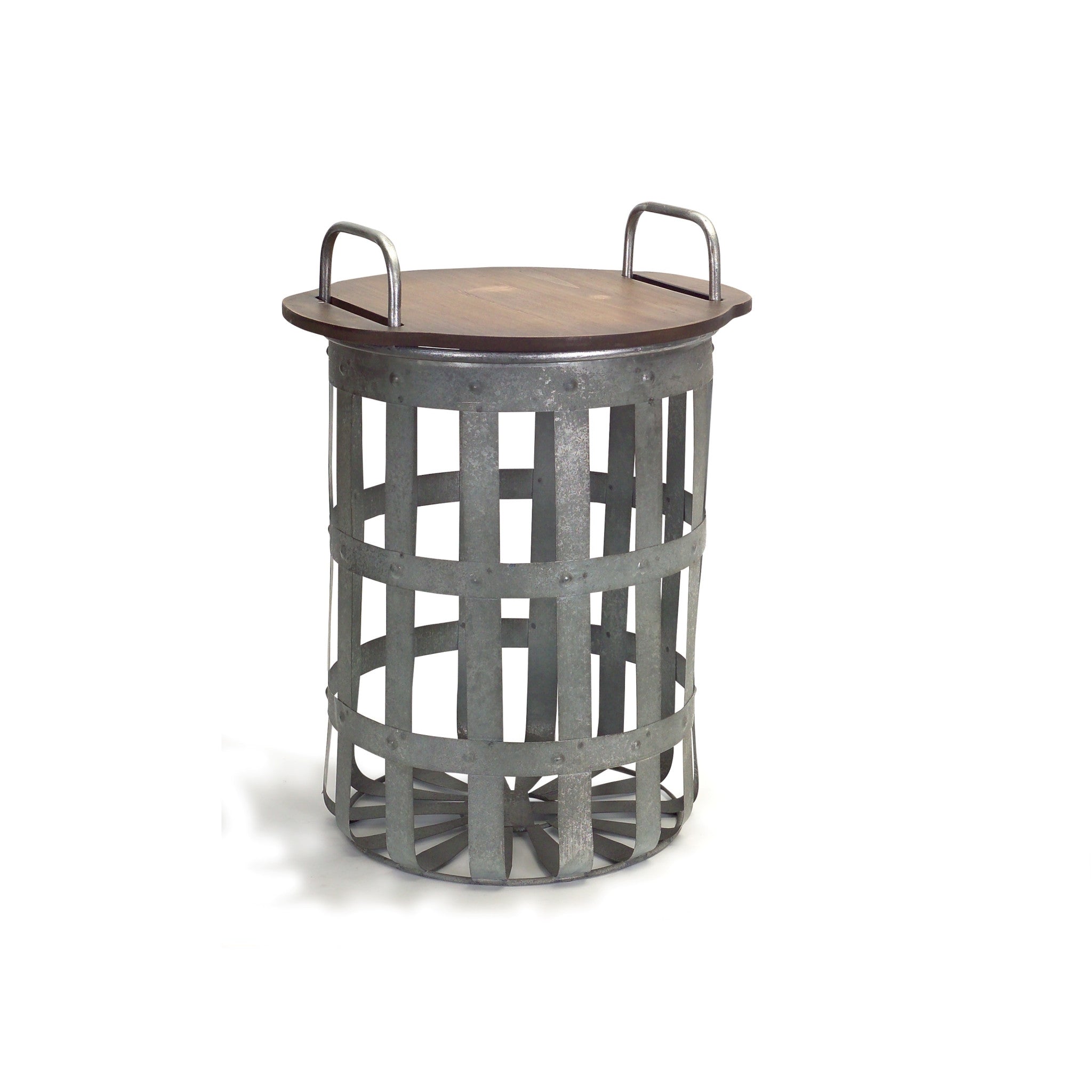 Set of Two 16" Grey And Brown Round End Tables-0