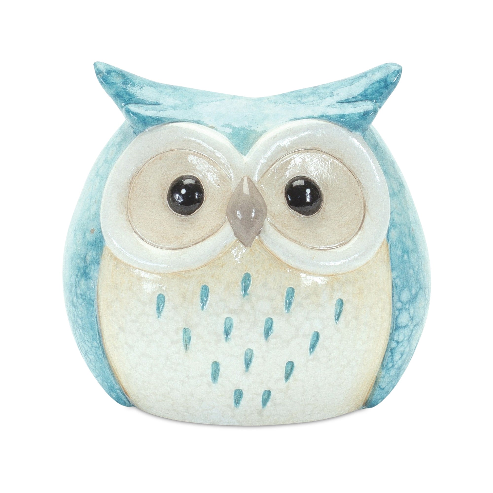 Set Of Three 4" Blue and Gray Resin Owl Figurine-3