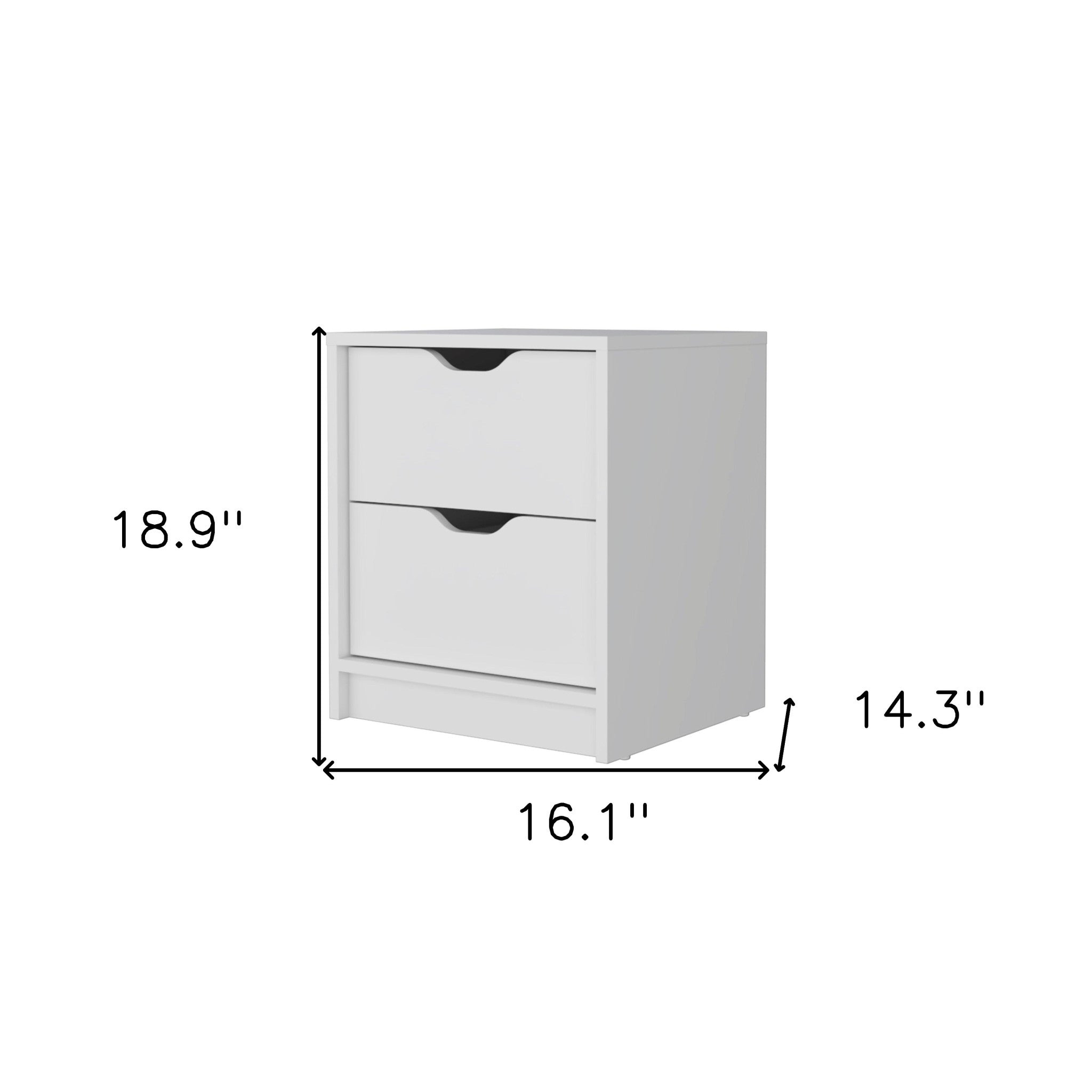 19" White Two Drawer Nightstand With Integrated Tech-6