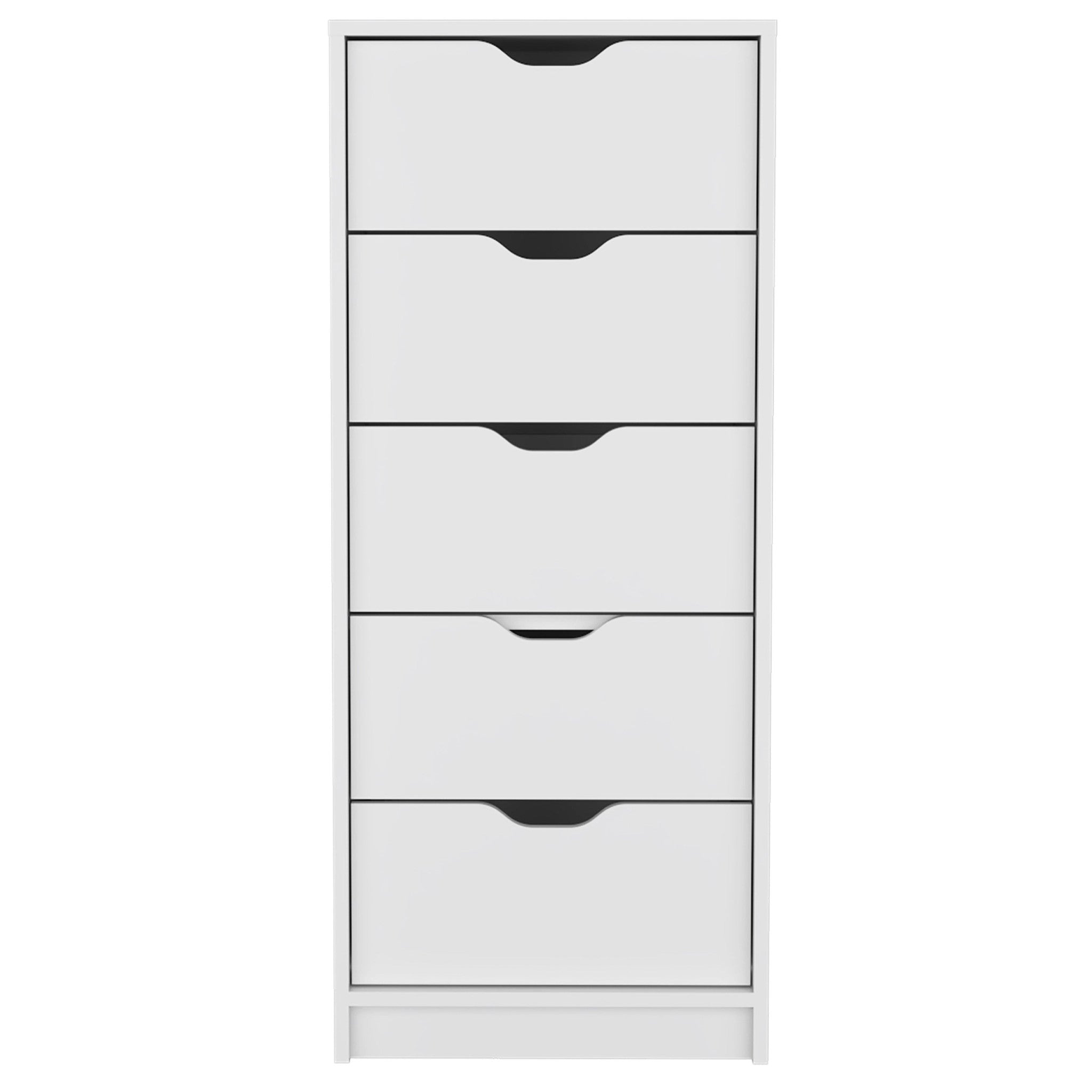 18" White Manufactured Wood Five Drawer Tall and Narrow Dresser-1