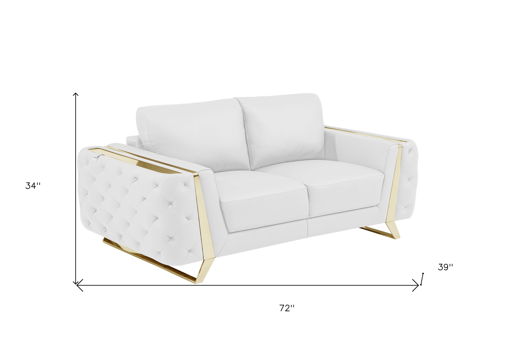 72" White And Gold Genuine Leather Loveseat-8