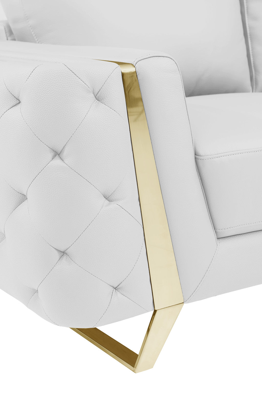 72" White And Gold Genuine Leather Loveseat-7