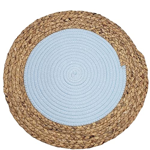 Charlo's Set of 4 Natural Fibers Sousplat Placemat Gypsy Glacial Blue 16 inch dia-0