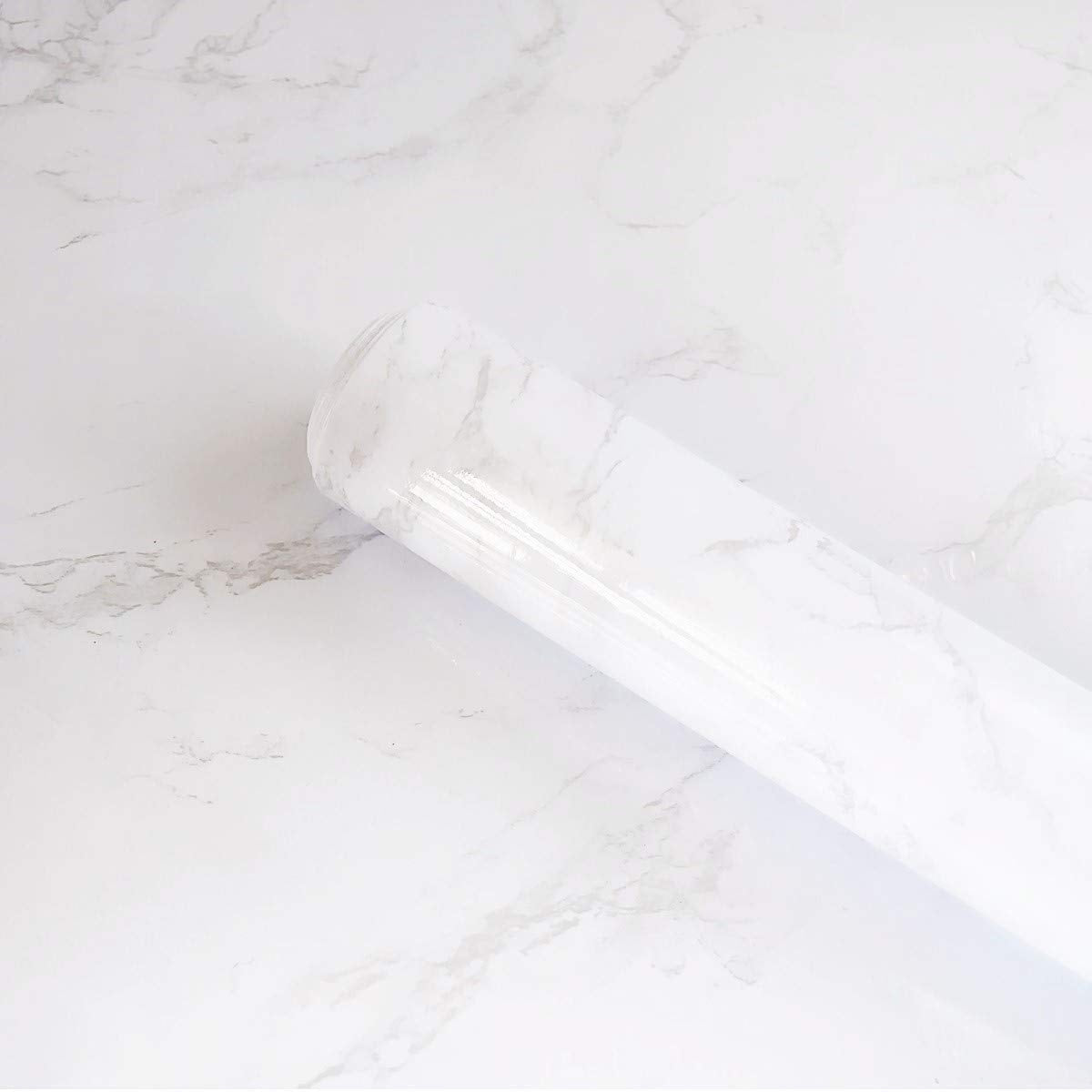 Boeoanay Marble Vinyl Wallpaper Grey White 15.8x118in Self Adhesive PVC