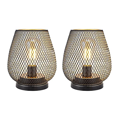 6.7'' Tall Metal Cage Shape Cordless Table Lamp Battery Lanterns (Set of 2)-1