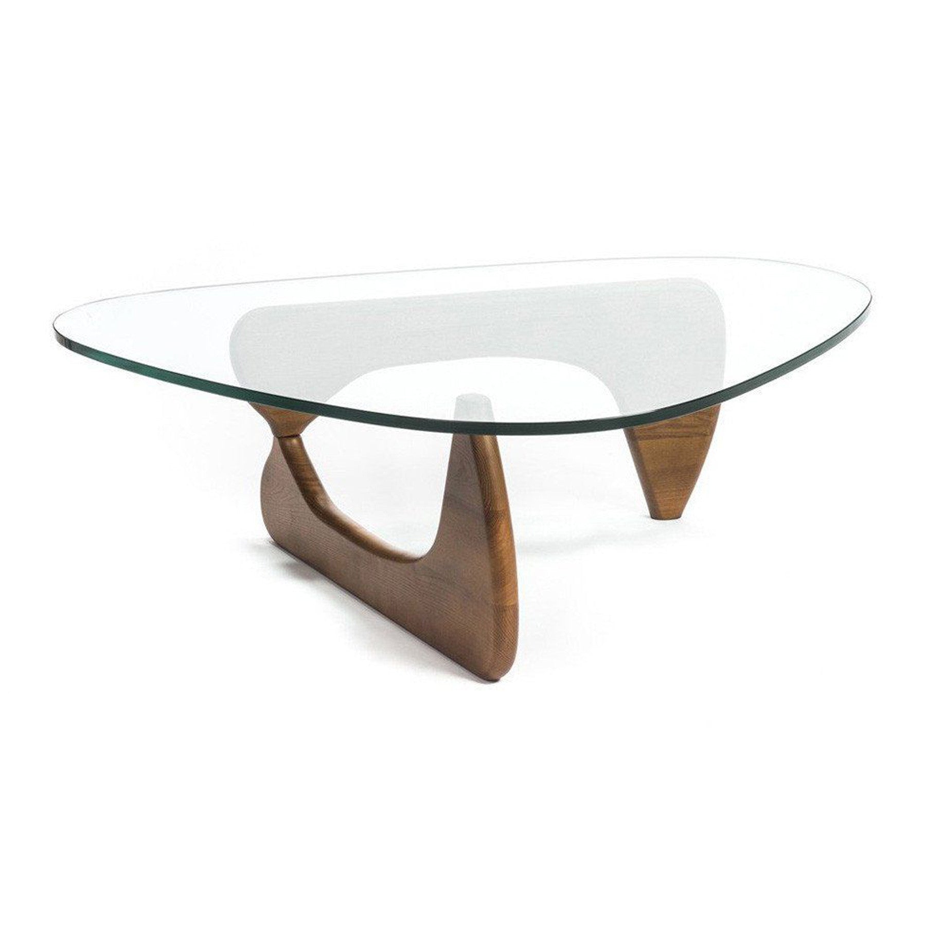 50" Clear And Brown Glass And Solid Wood Triangle Coffee Table-3