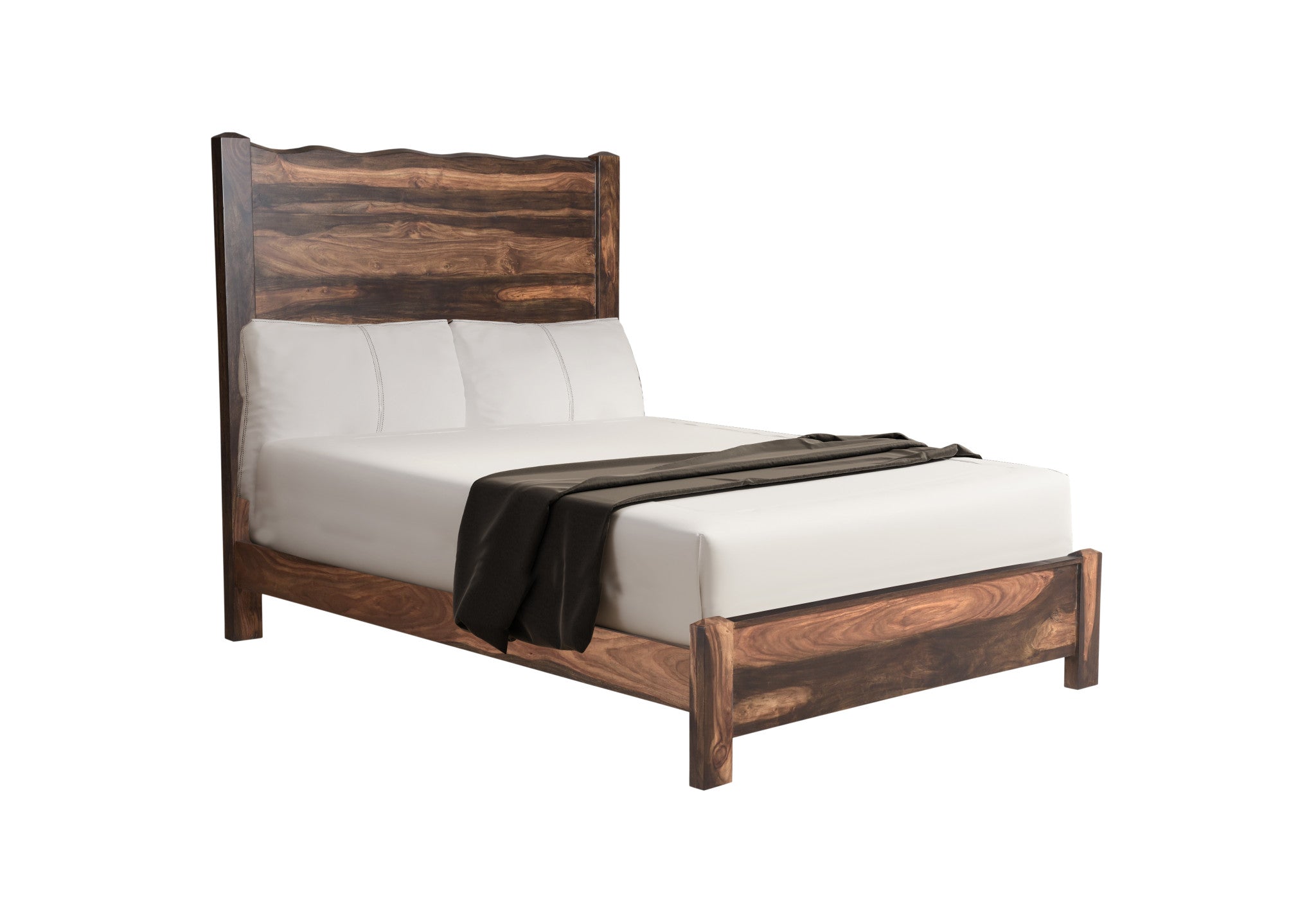 Live Edge Solid Wood Queen Dark Brown Bed-0