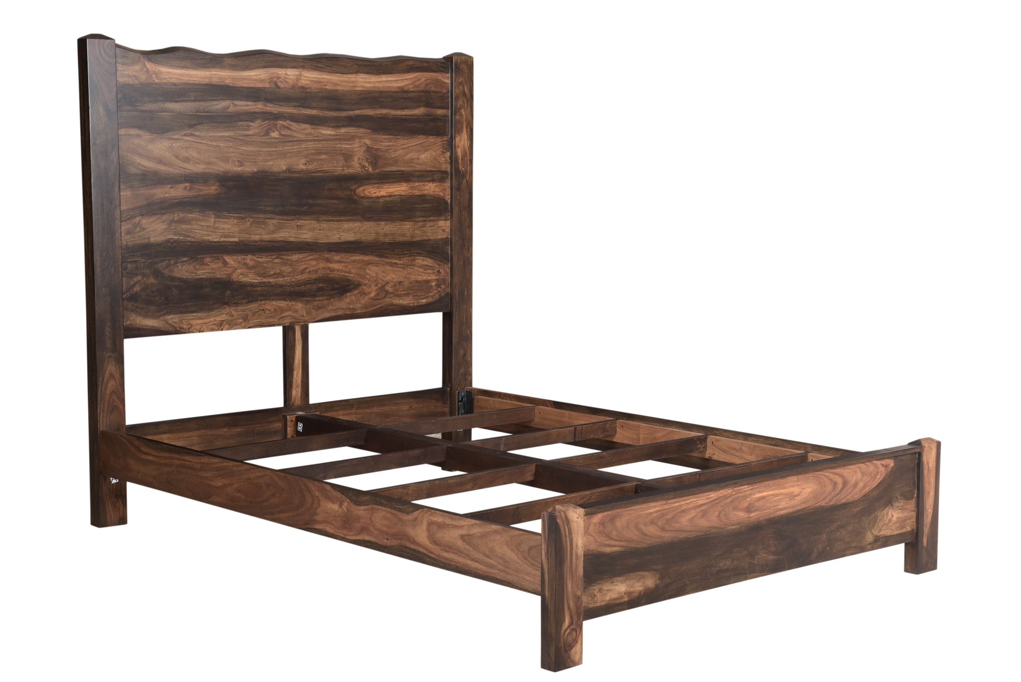 Live Edge Solid Wood Queen Dark Brown Bed-3