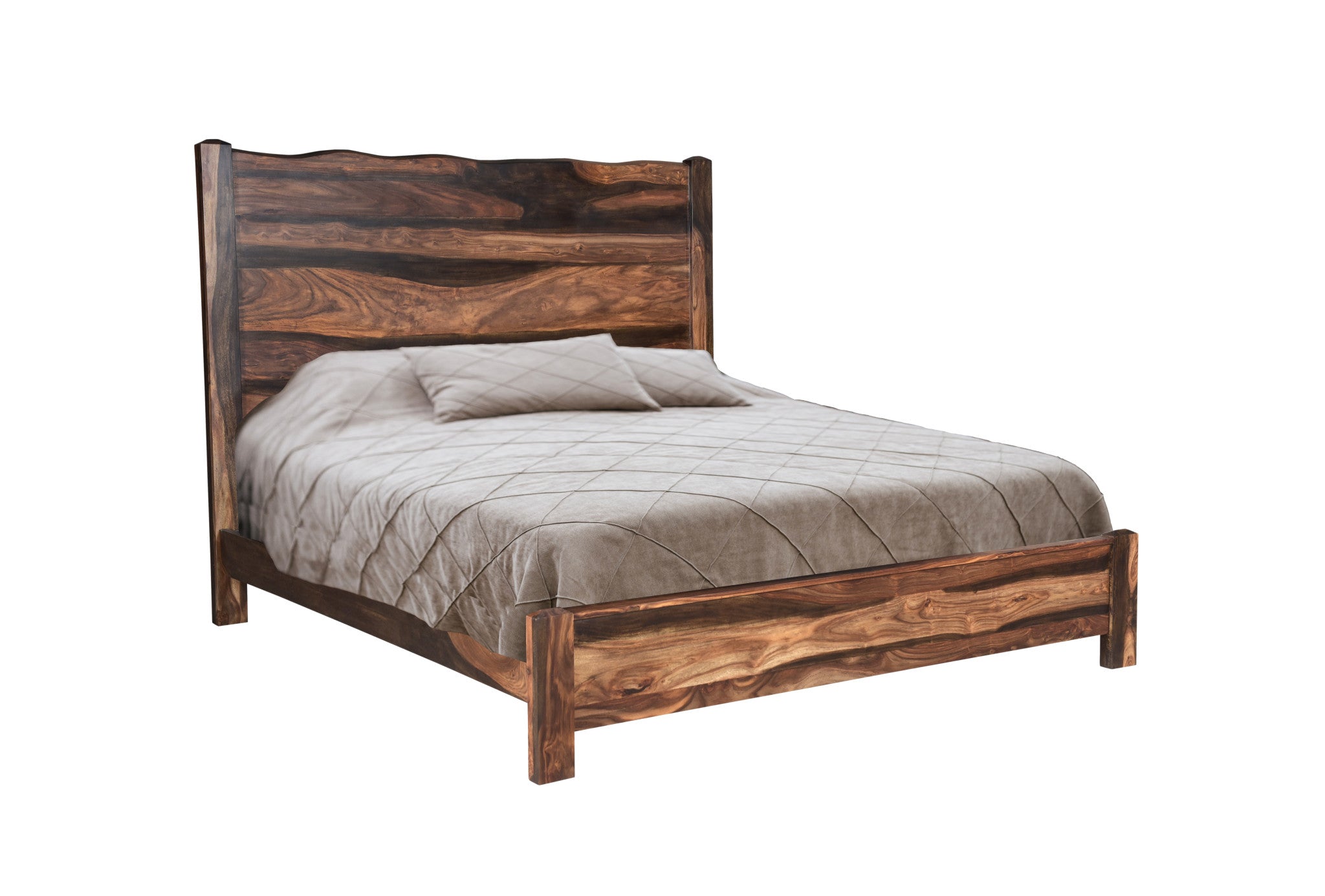 Live Edge Solid Wood King Dark Brown Bed-0