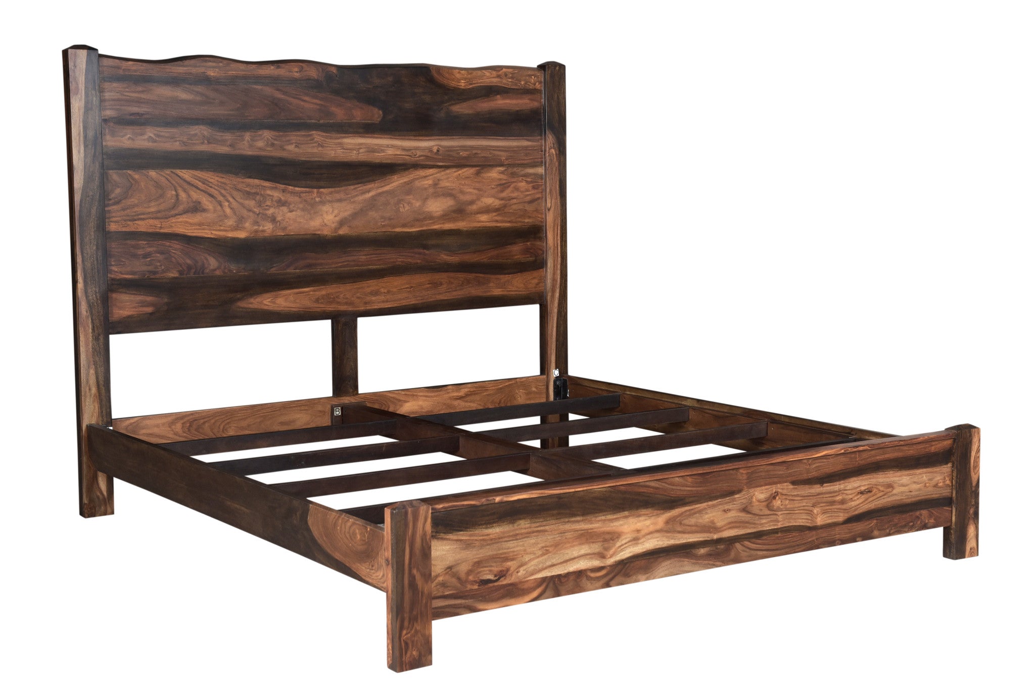 Live Edge Solid Wood King Dark Brown Bed-2