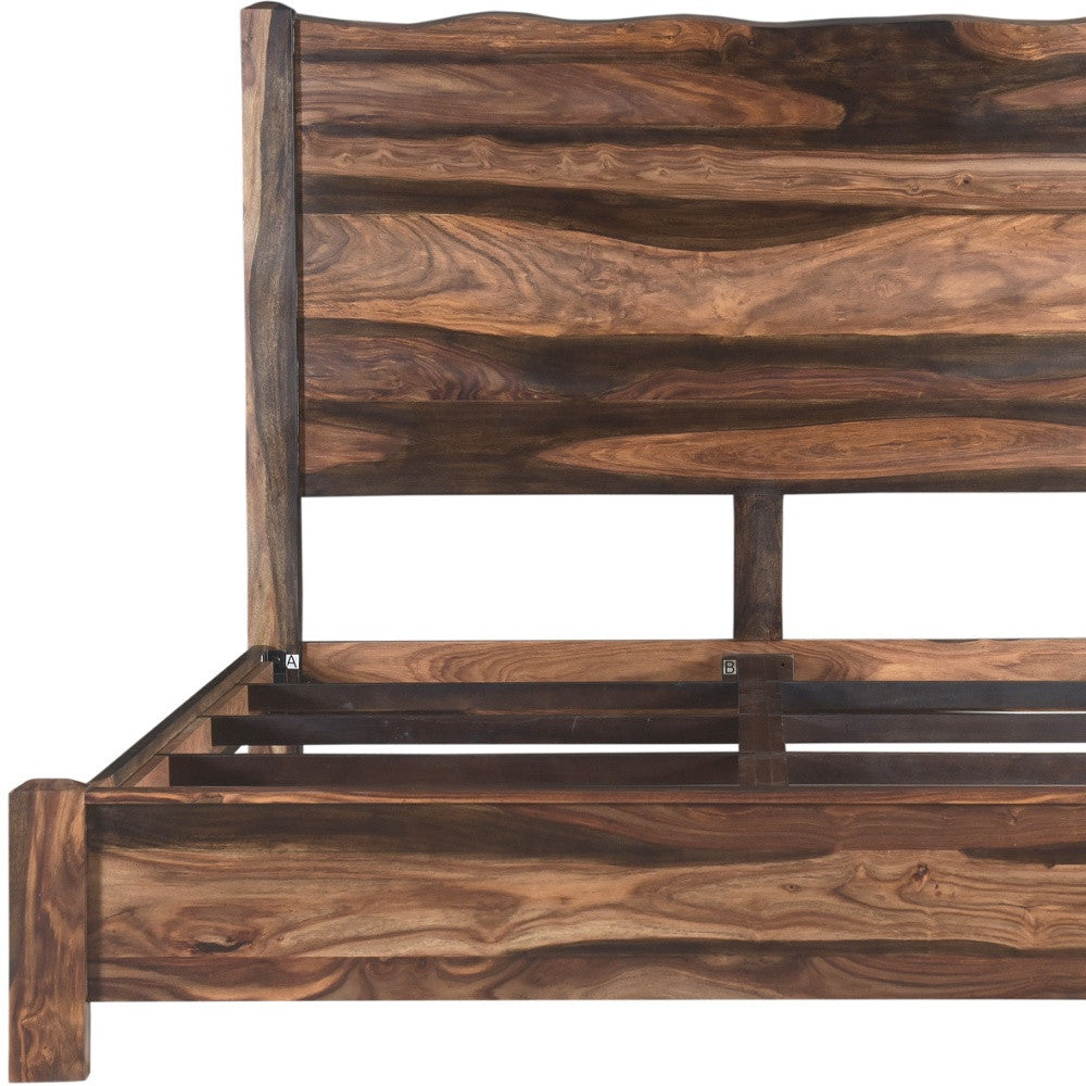 Live Edge Solid Wood King Dark Brown Bed-6