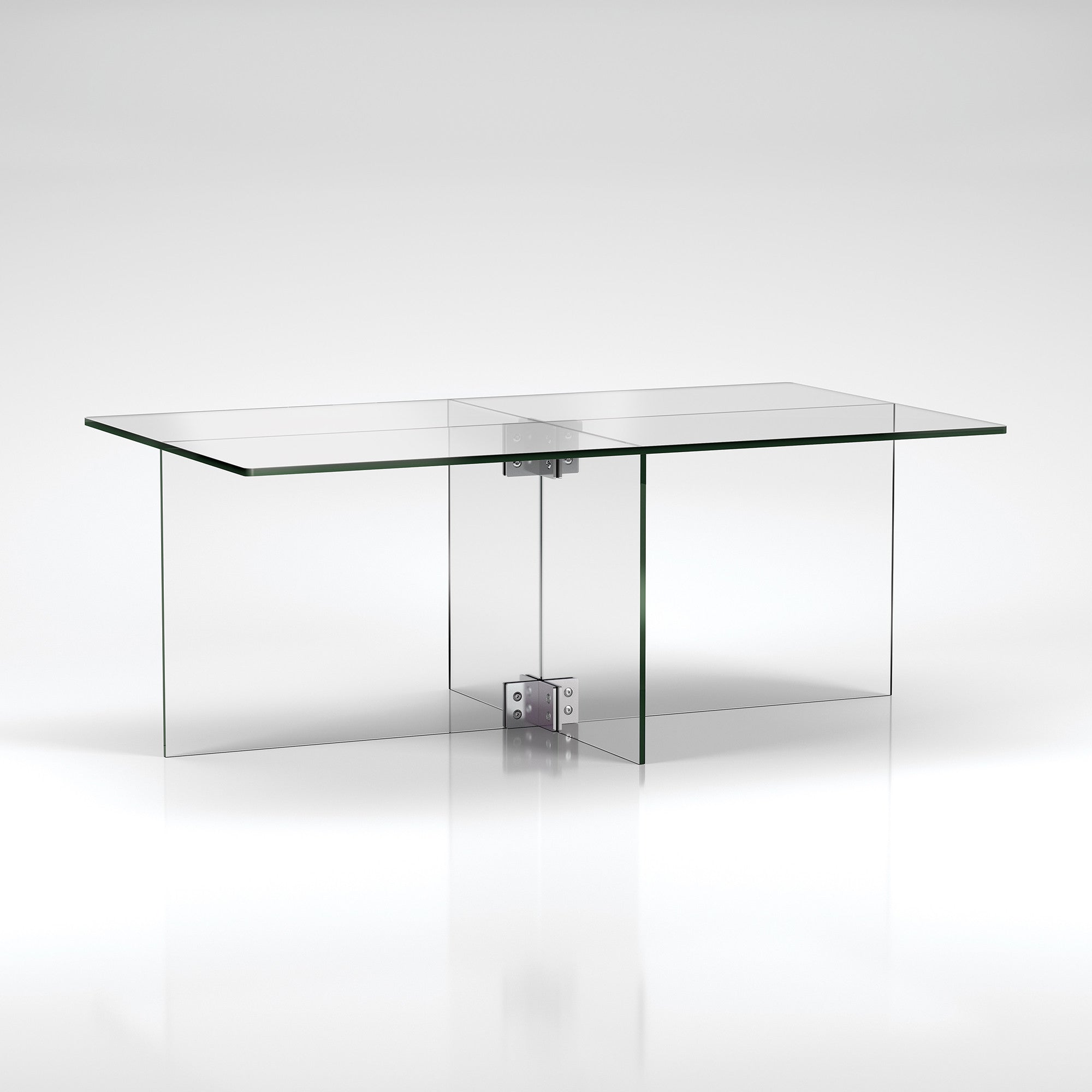 24" Clear Glass And Steel Coffee Table-2