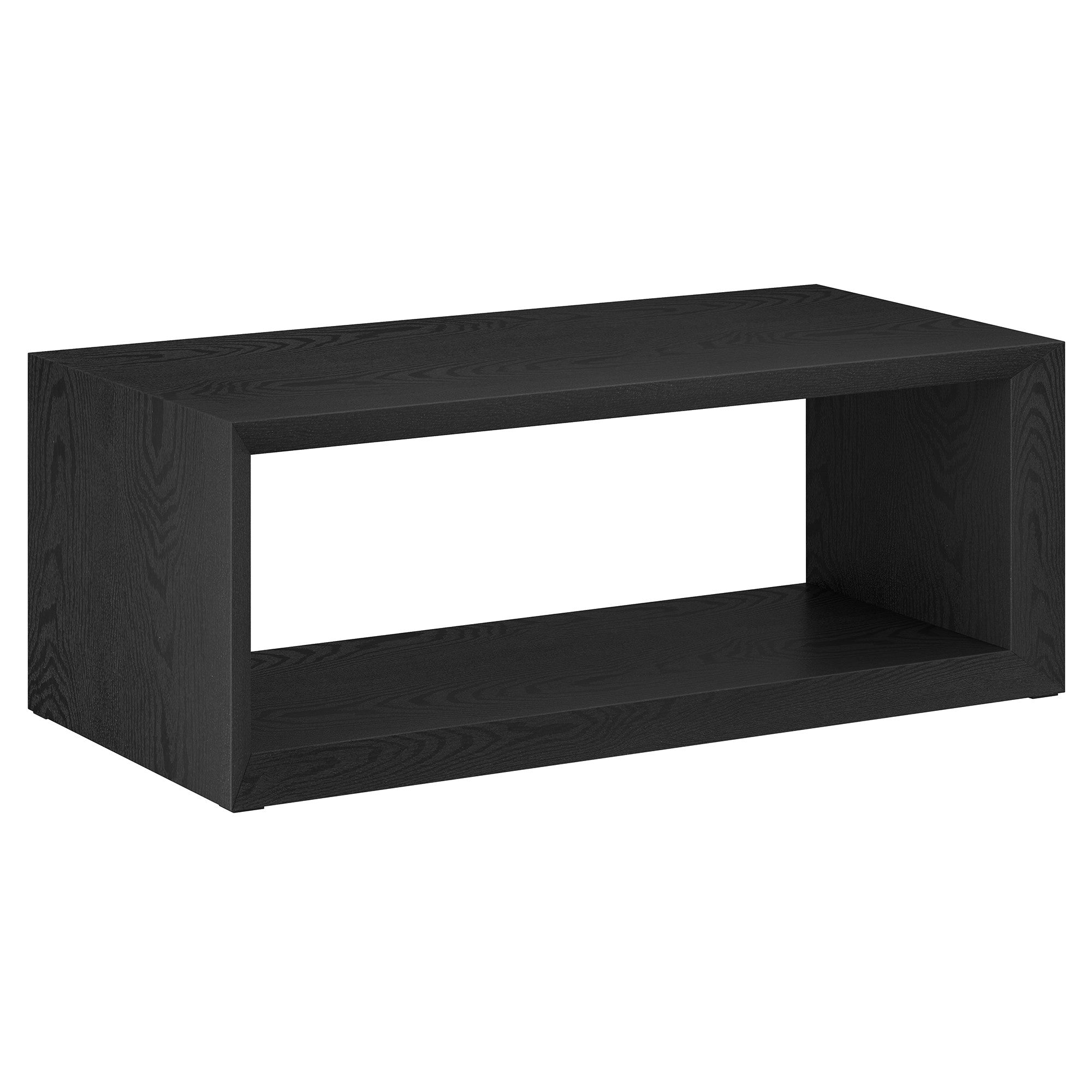 48" Black Faux Wood Coffee Table With Shelf-1