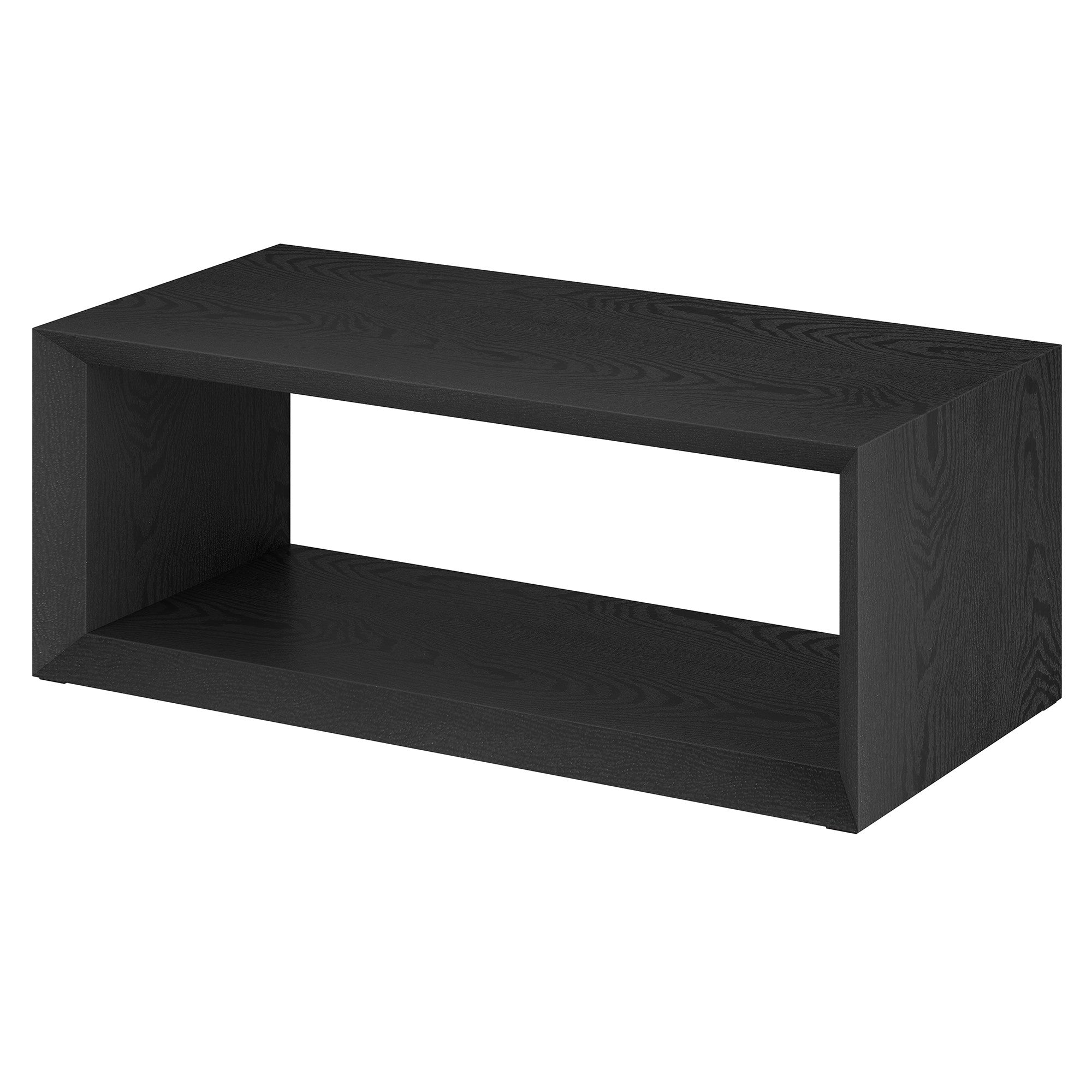 48" Black Faux Wood Coffee Table With Shelf-3