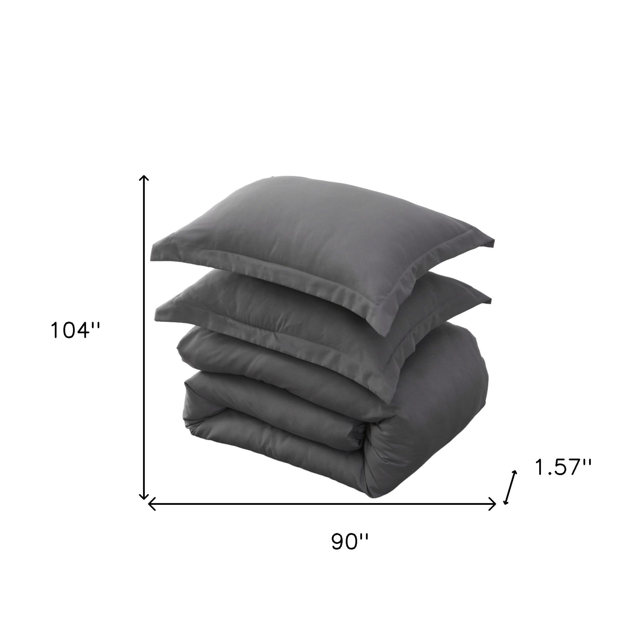 Dark Slate Gray King Microfiber 1400 Thread Count Washable Duvet Cover Set-8