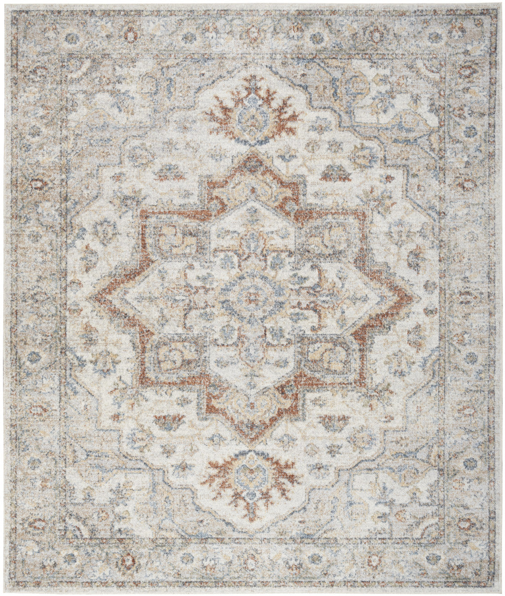 8' X 10' Gray Oriental Power Loom Washable Area Rug-1