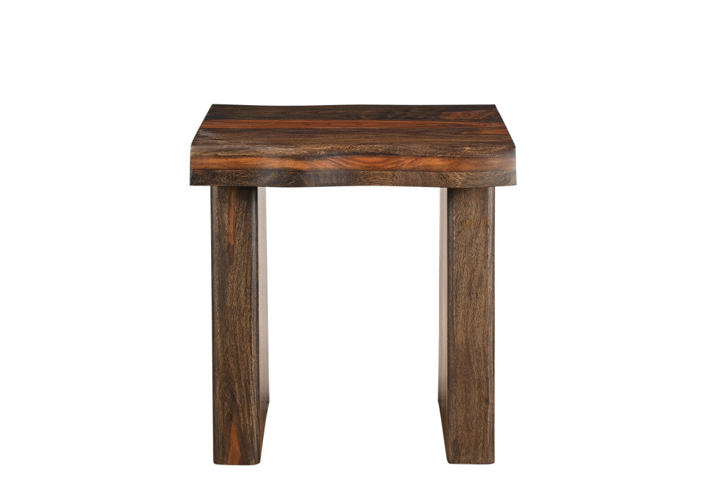 23" Dark Brown And Brown Wood Solid Wood Square End Table-0