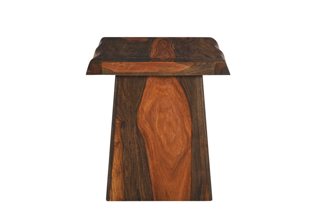 23" Dark Brown And Brown Wood Solid Wood Square End Table-2