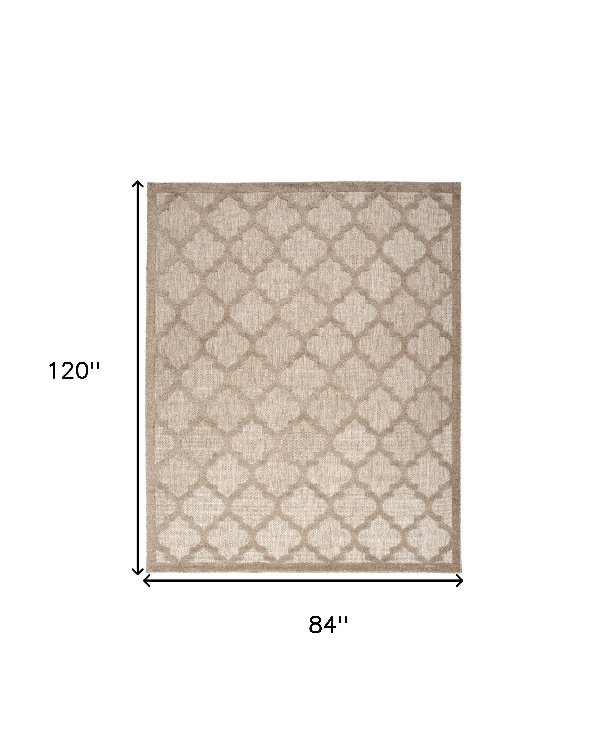 7' X 10' Beige Geometric Flatweave Area Rug-7