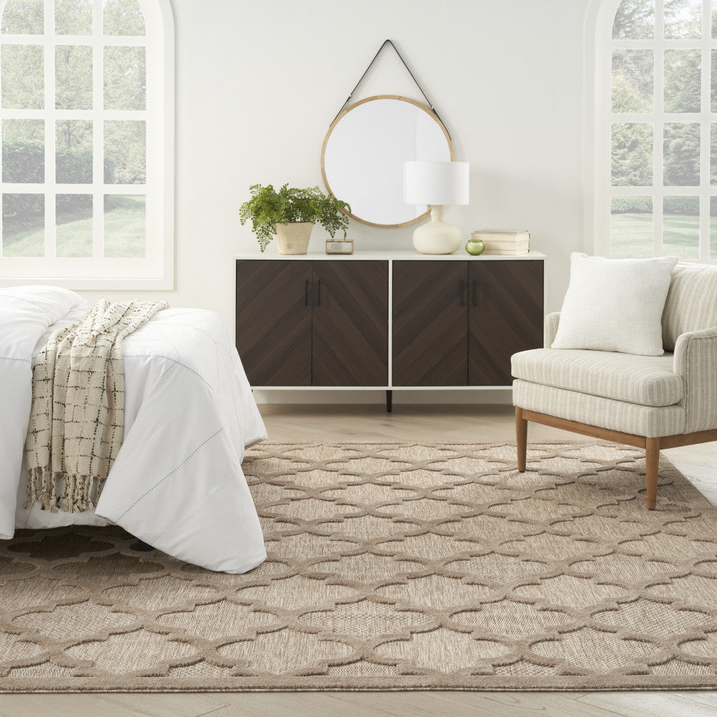 7' X 10' Beige Geometric Flatweave Area Rug-6