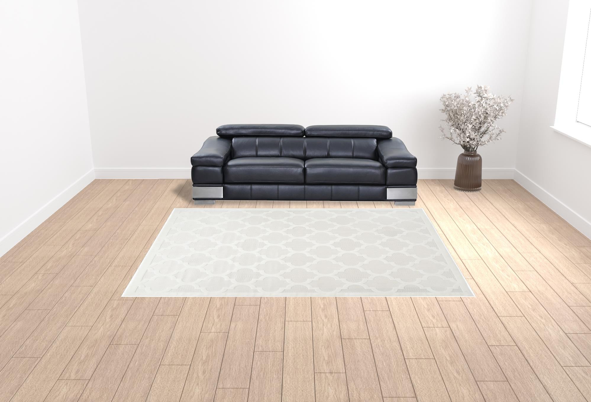 9' X 12' Cream Geometric Flatweave Area Rug-1