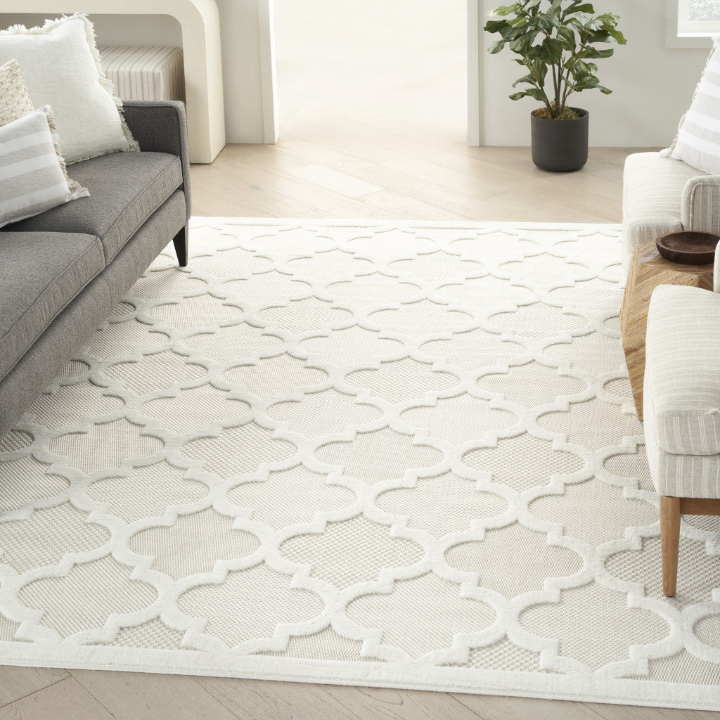 9' X 12' Cream Geometric Flatweave Area Rug-7