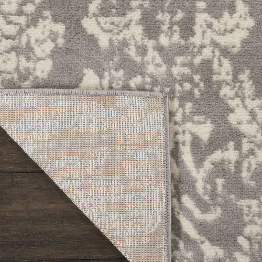 2' X 4' Gray Damask Power Loom Area Rug-2