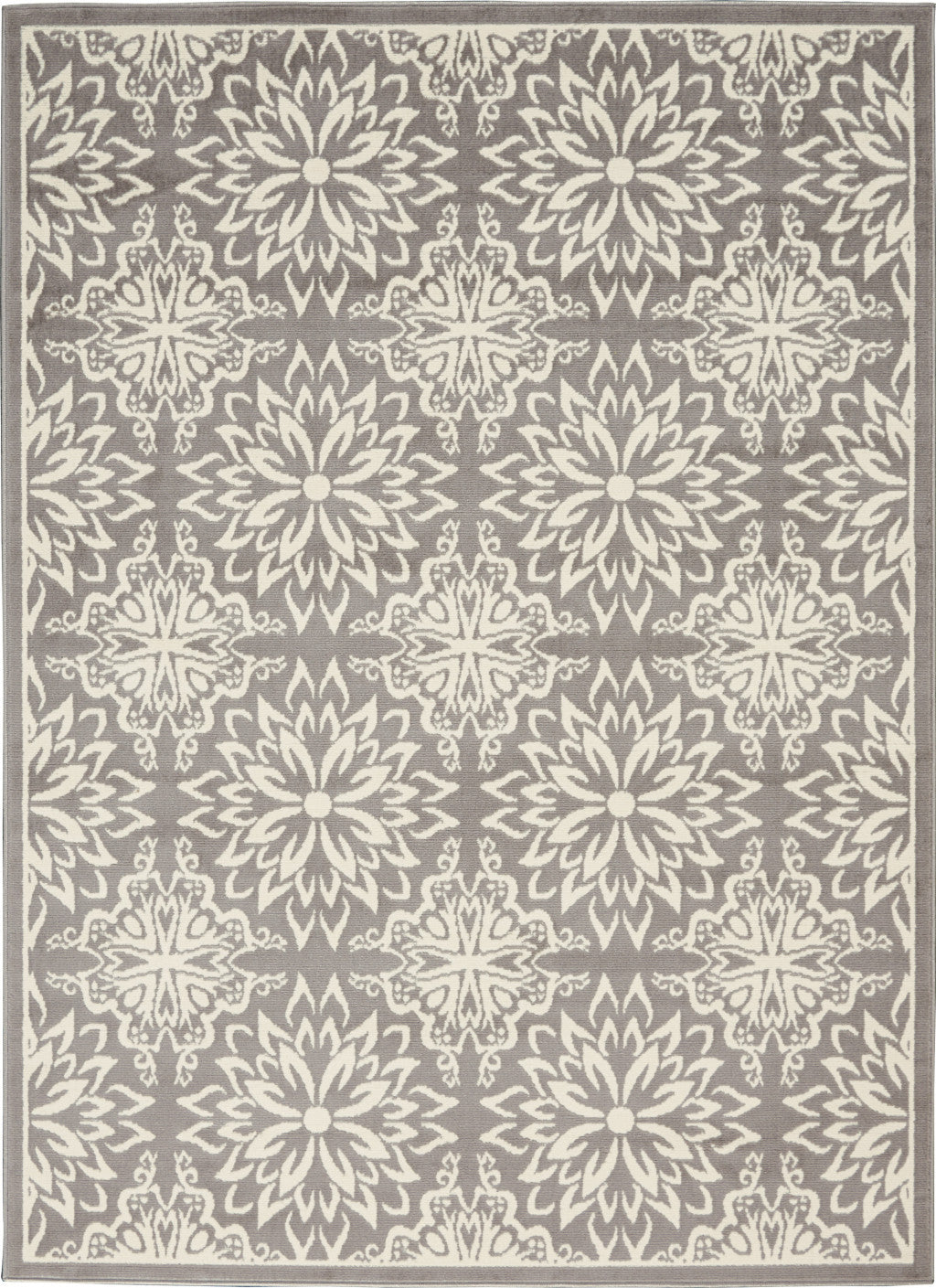 6' X 9' Gray Floral Power Loom Area Rug-0