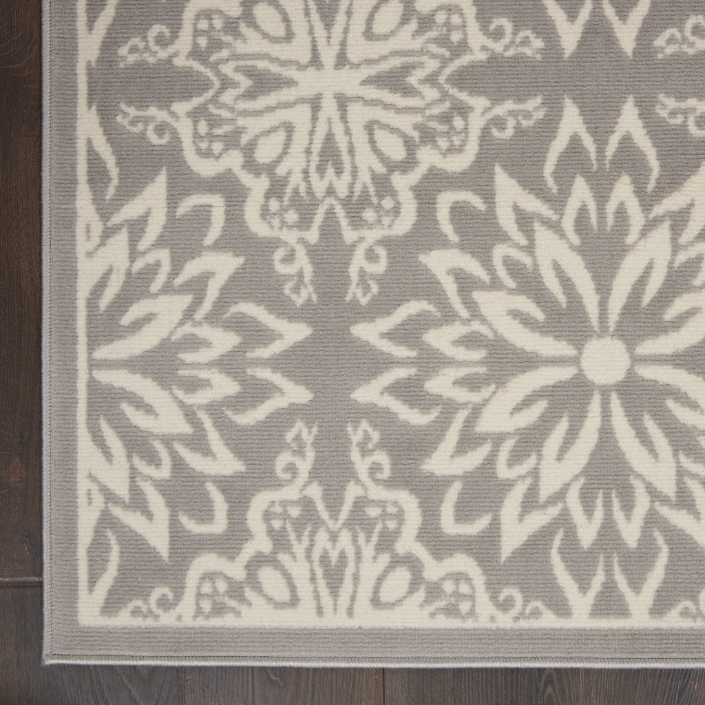 6' X 9' Gray Floral Power Loom Area Rug-2