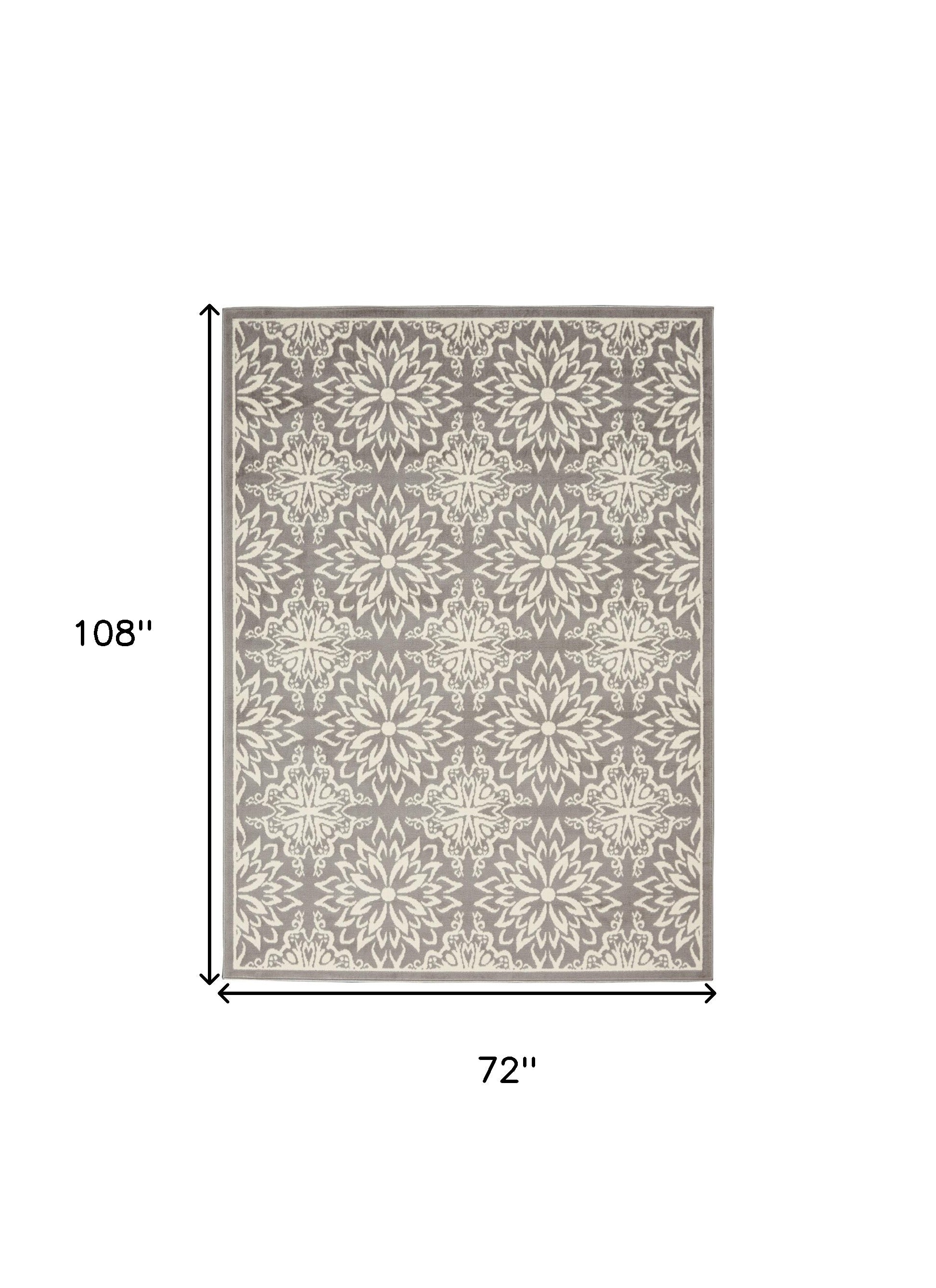 6' X 9' Gray Floral Power Loom Area Rug-8