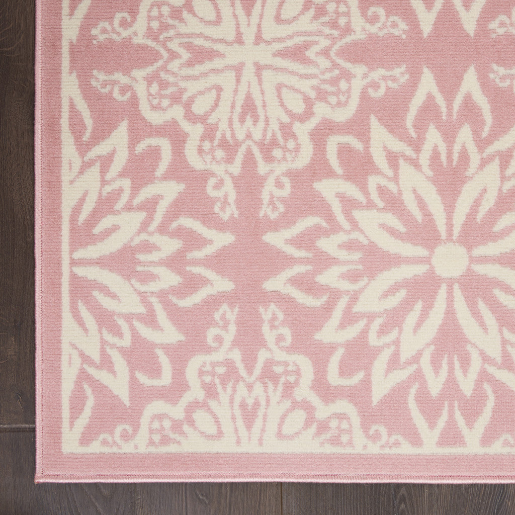 4' X 6' Pink Floral Power Loom Area Rug-2