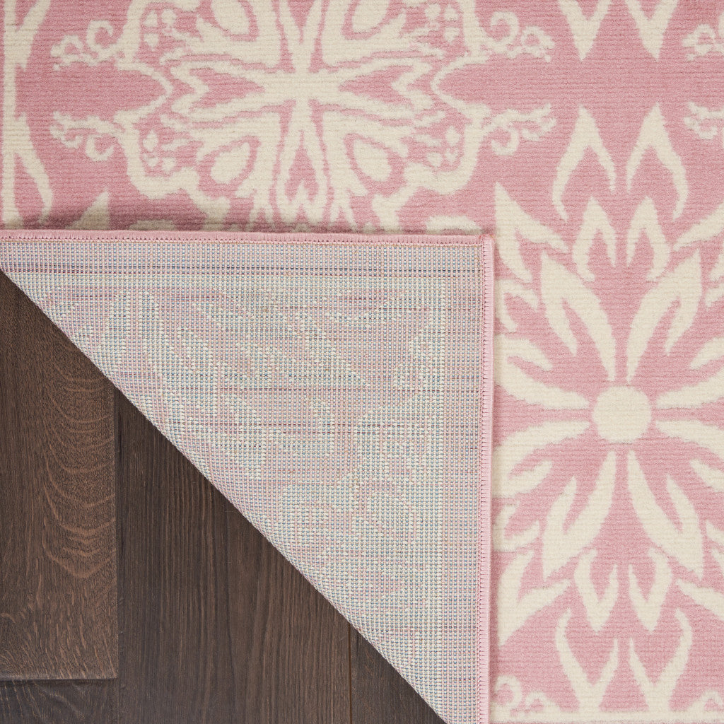 4' X 6' Pink Floral Power Loom Area Rug-3