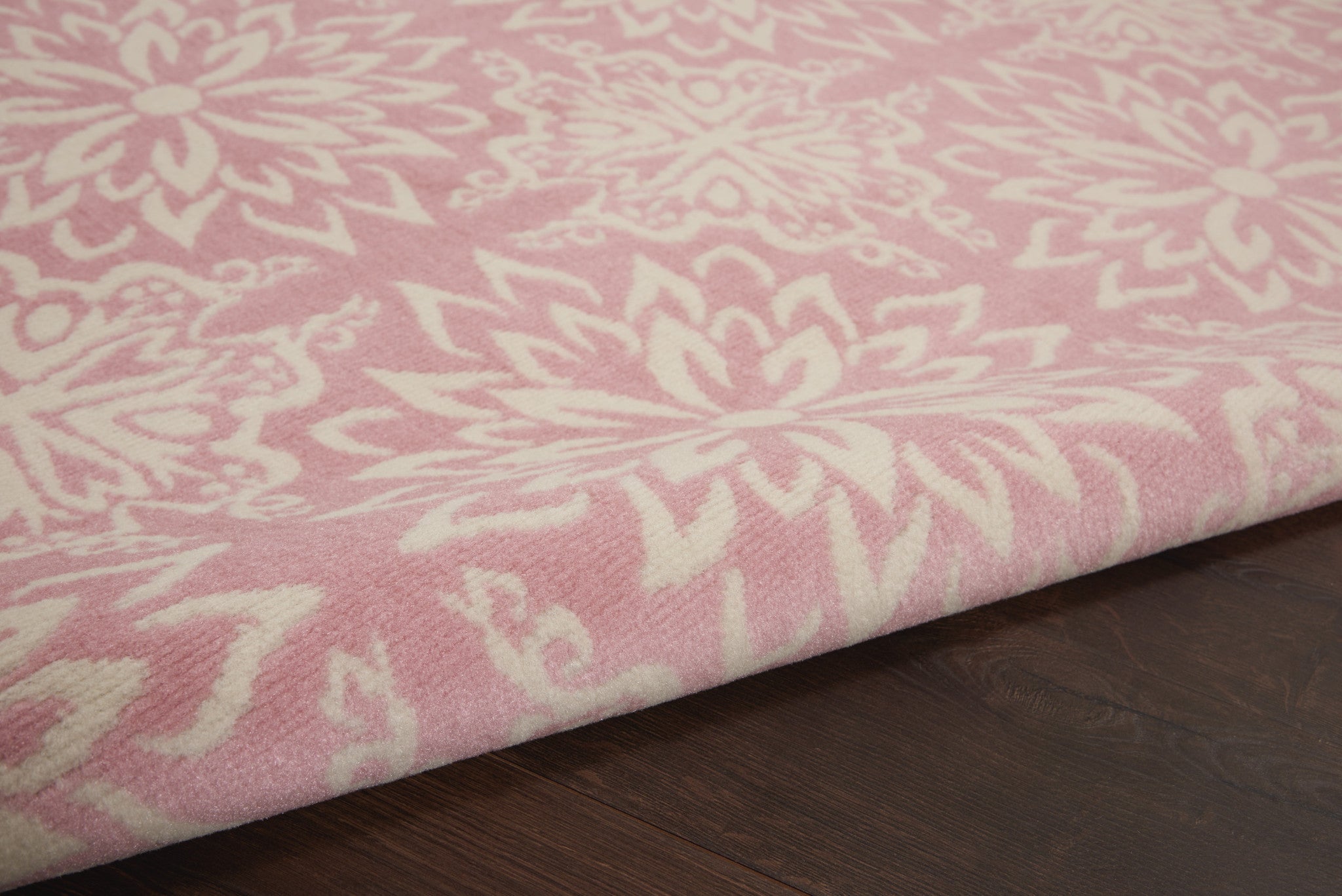 4' X 6' Pink Floral Power Loom Area Rug-4