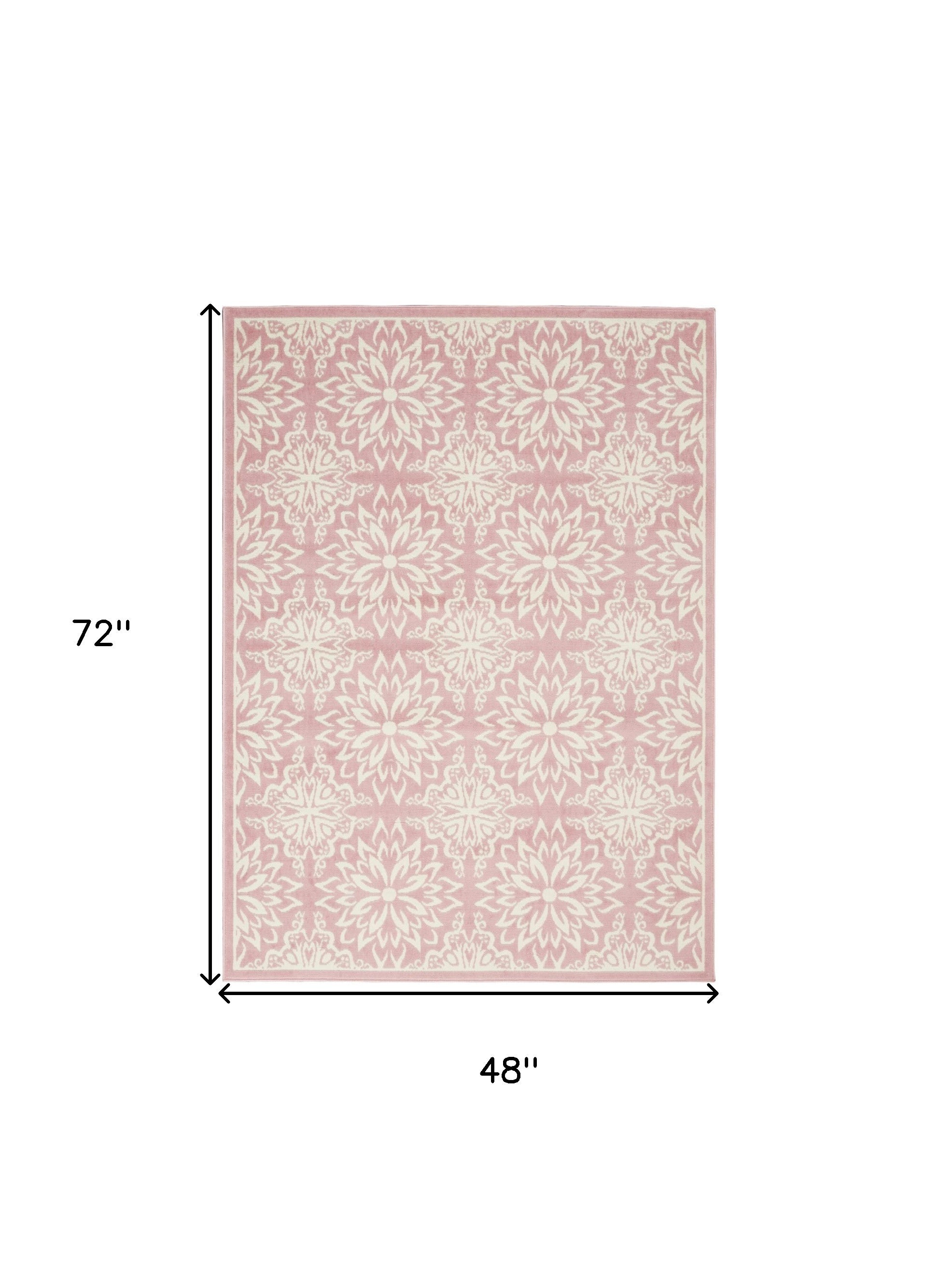 4' X 6' Pink Floral Power Loom Area Rug-7