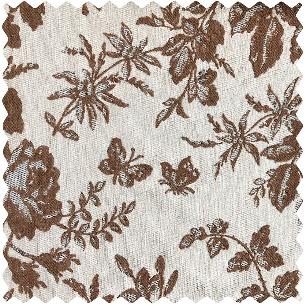 Pamela Heavy-weight Brown Leaf Floral Curtains