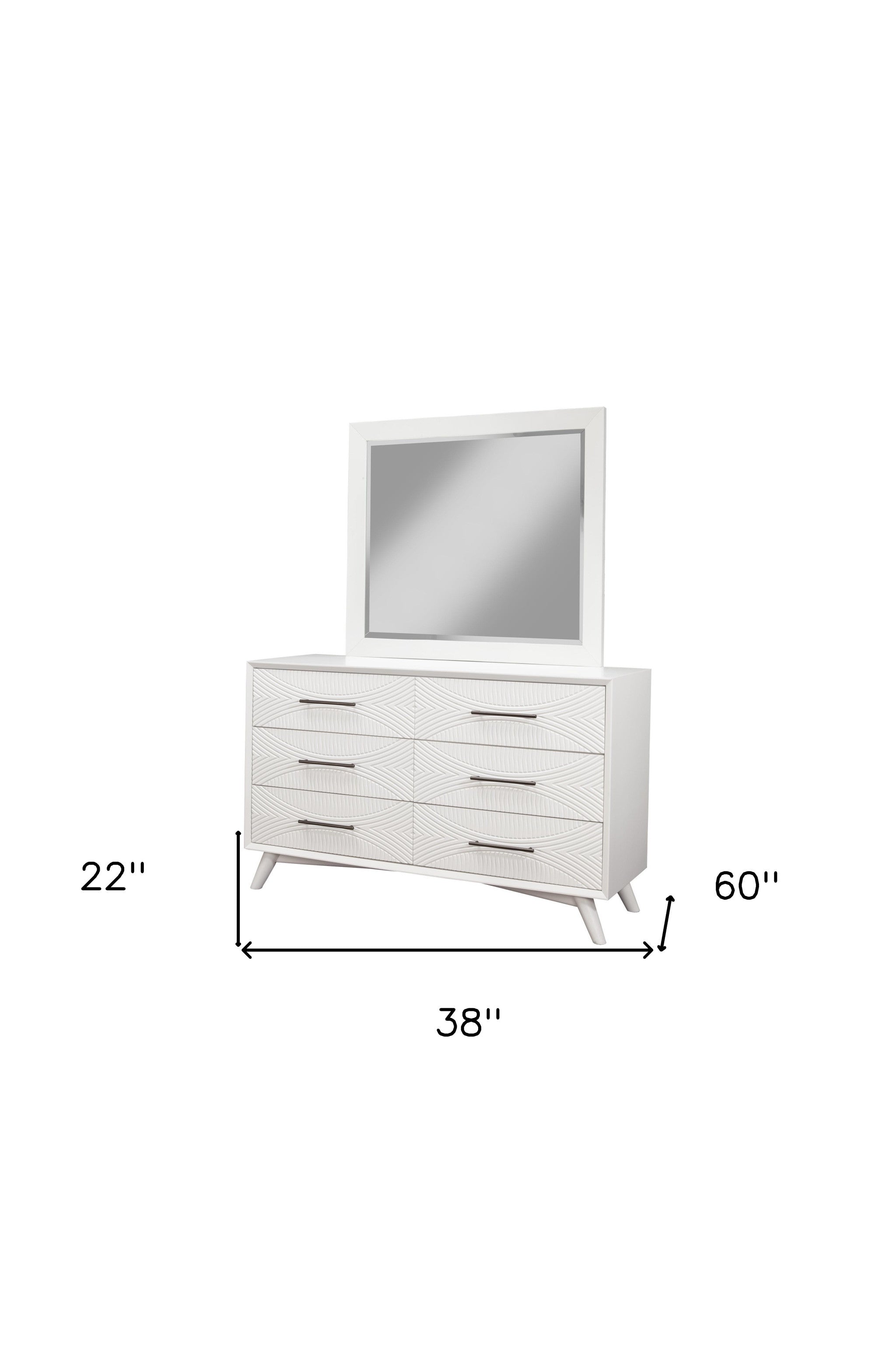 56" White Solid Wood Six Drawer Double Dresser-4