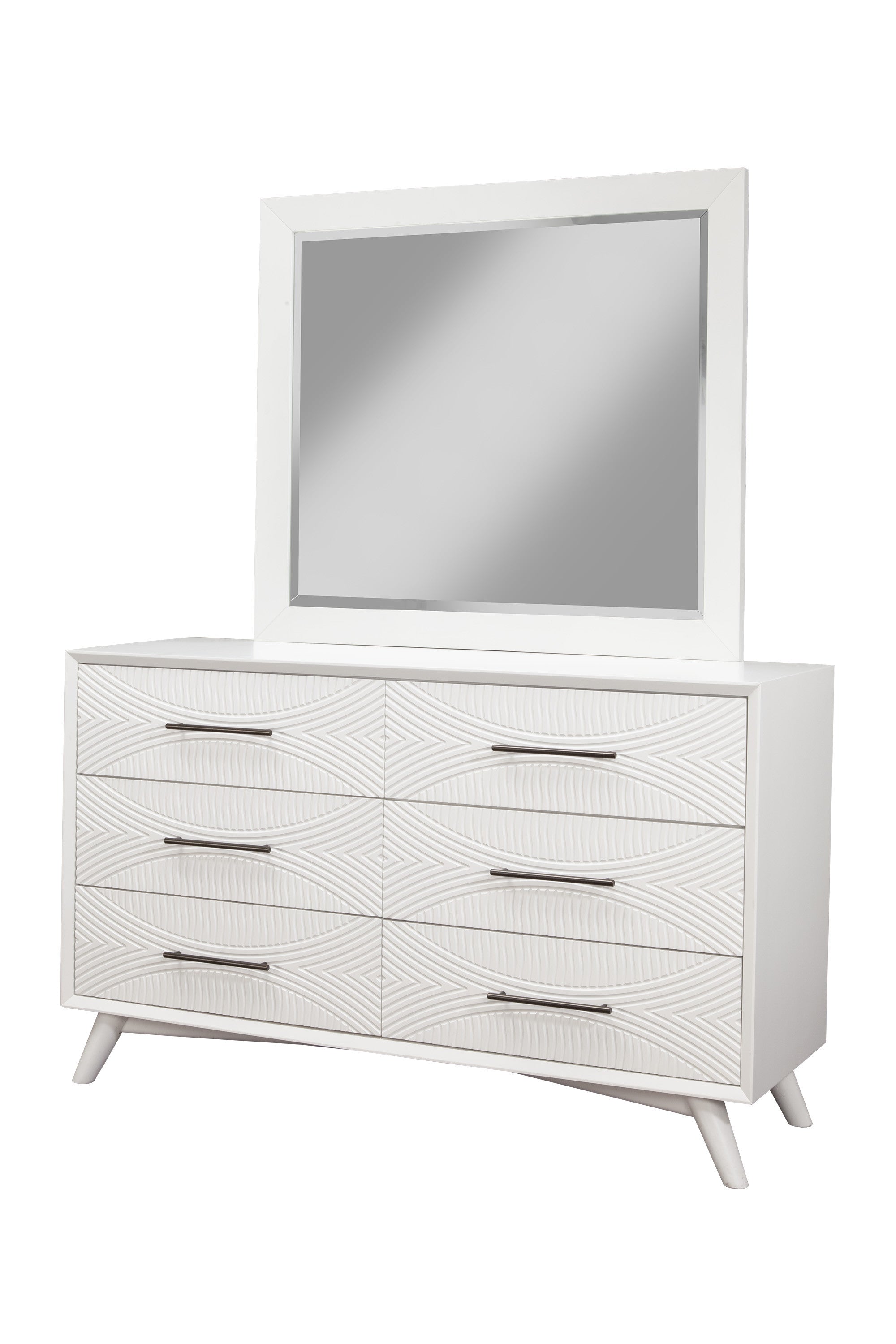 56" White Solid Wood Six Drawer Double Dresser-1