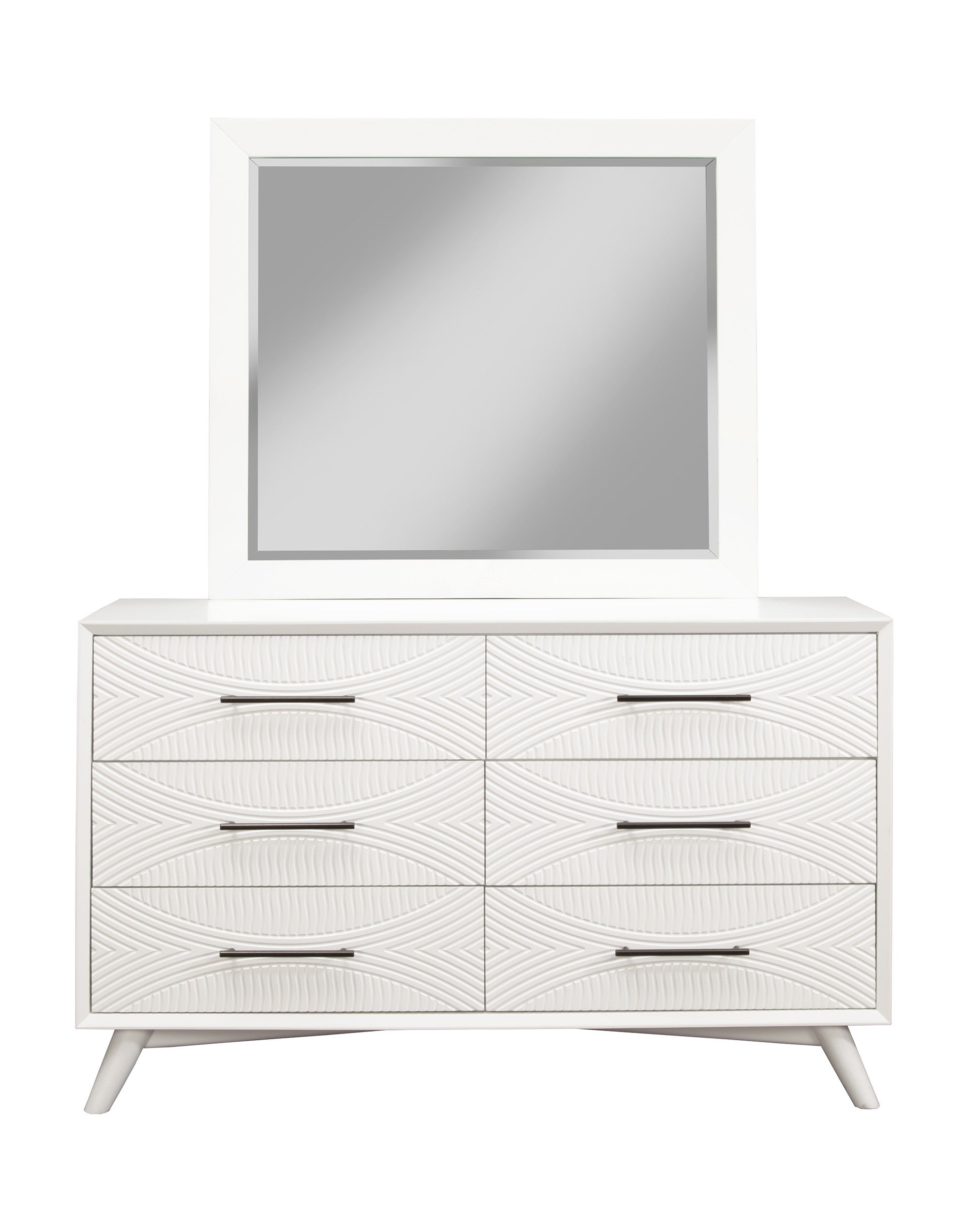 56" White Solid Wood Six Drawer Double Dresser-0