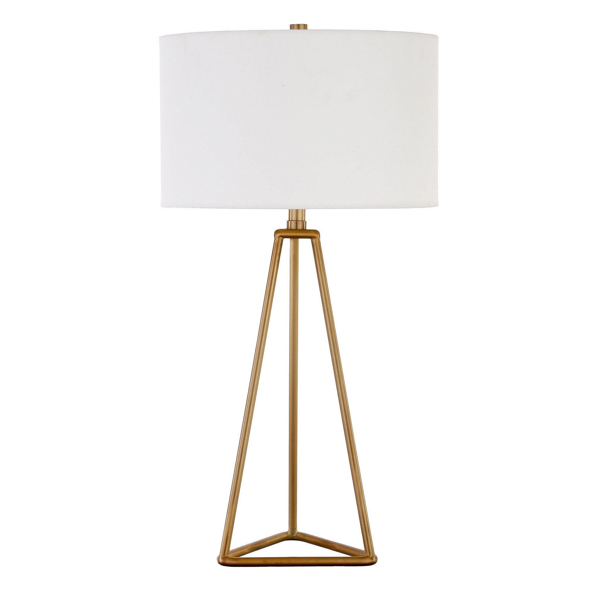 26" Gold Metal Table Lamp With White Drum Shade-0