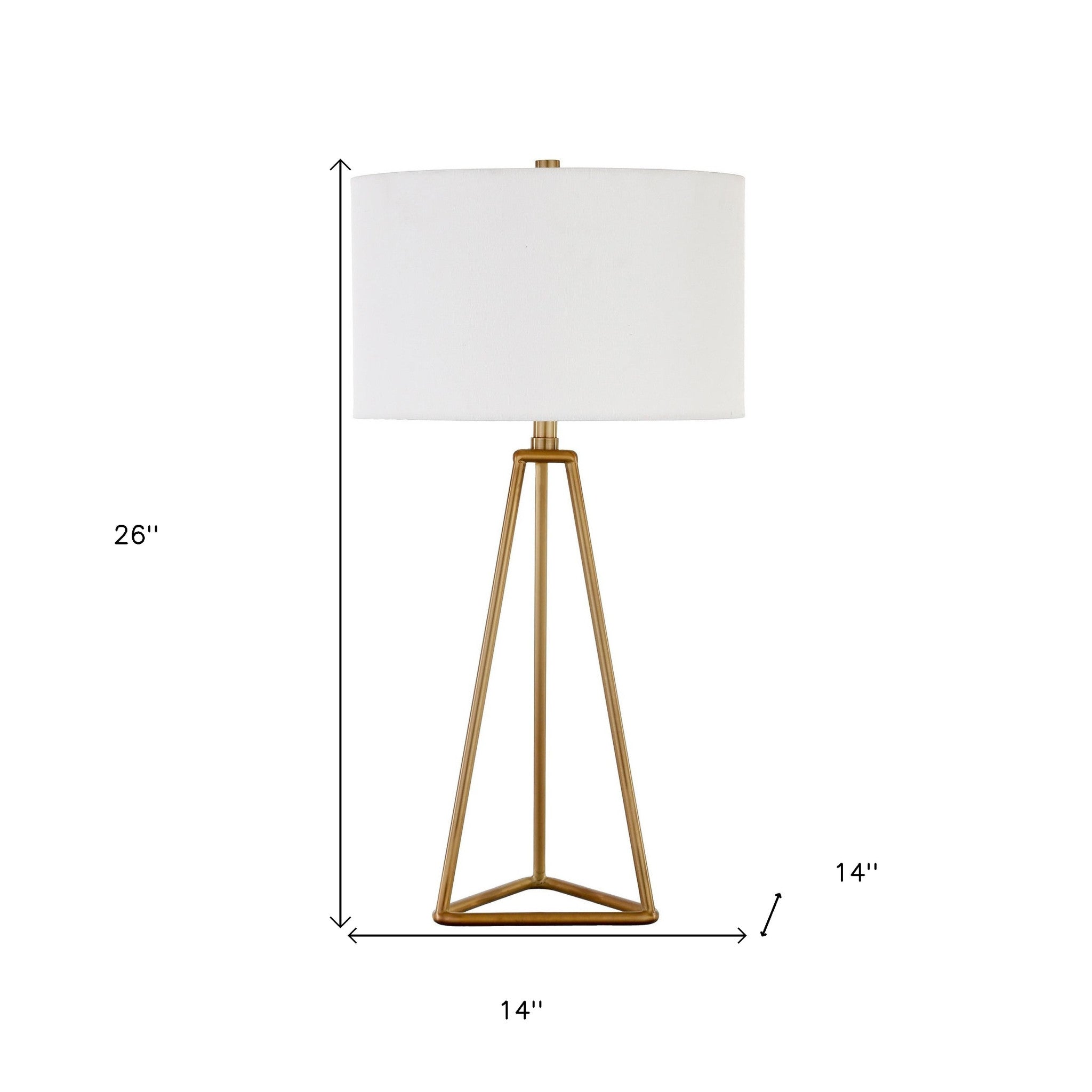 26" Gold Metal Table Lamp With White Drum Shade-5