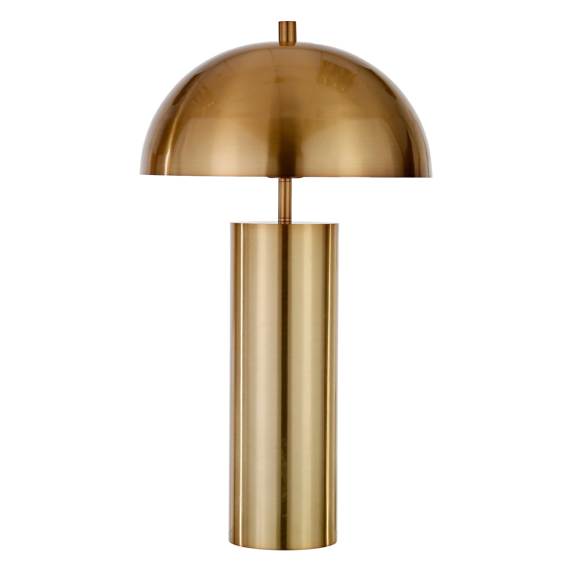 27" Brass Metal Table Lamp With Brass Dome Shade-0