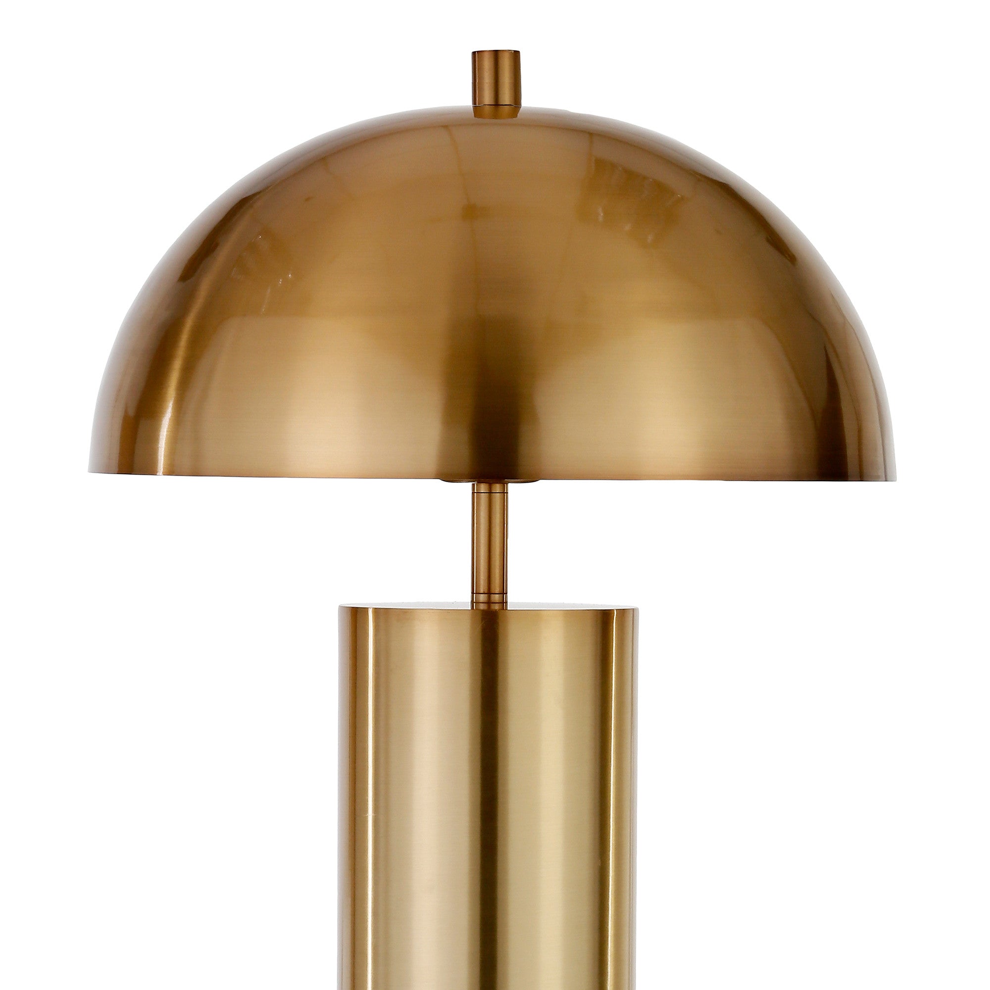 27" Brass Metal Table Lamp With Brass Dome Shade-1