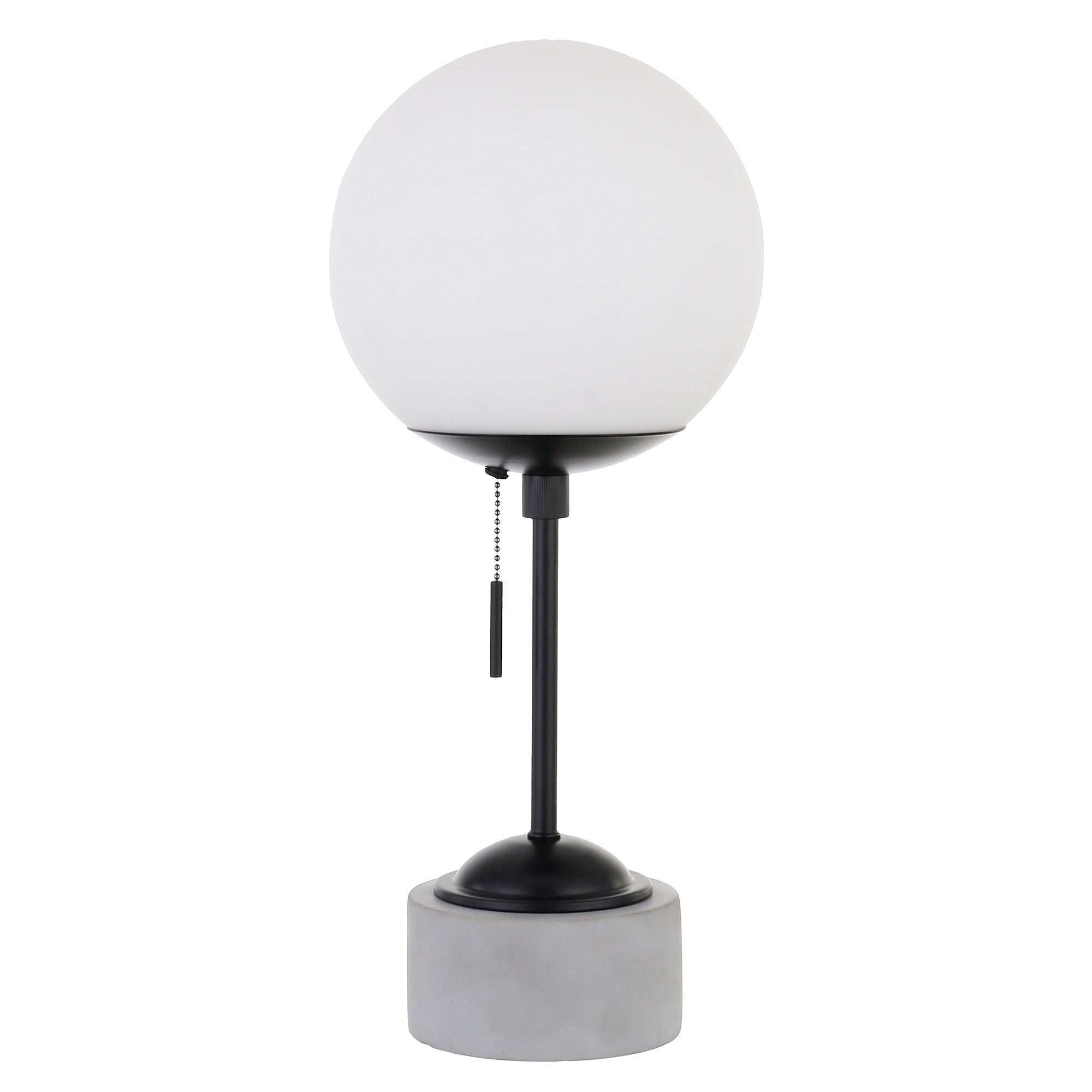 18" Gray and Black Concrete Globe Table Lamp With White Globe Shade-0