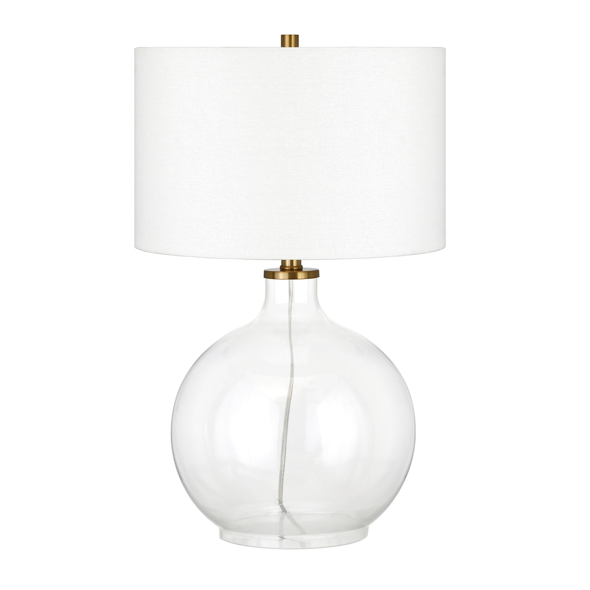 24" Clear Glass Table Lamp With White Drum Shade-0