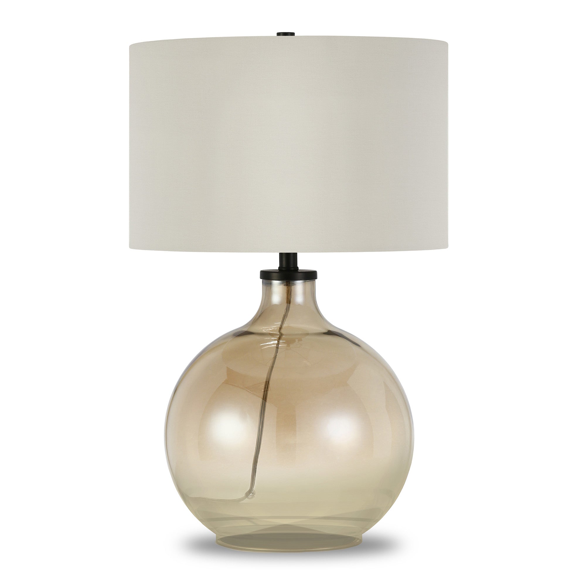 24" Gold Glass Table Lamp With White Drum Shade-0