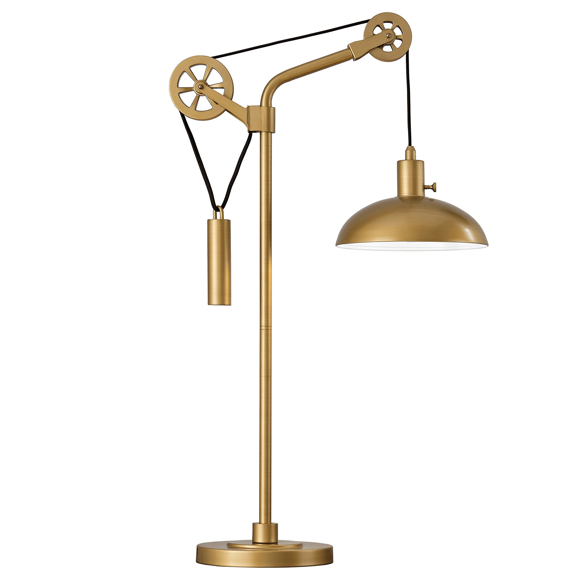 34" Brass Metal Adjustable Novelty Desk Table Lamp With Brass Dome Shade-0