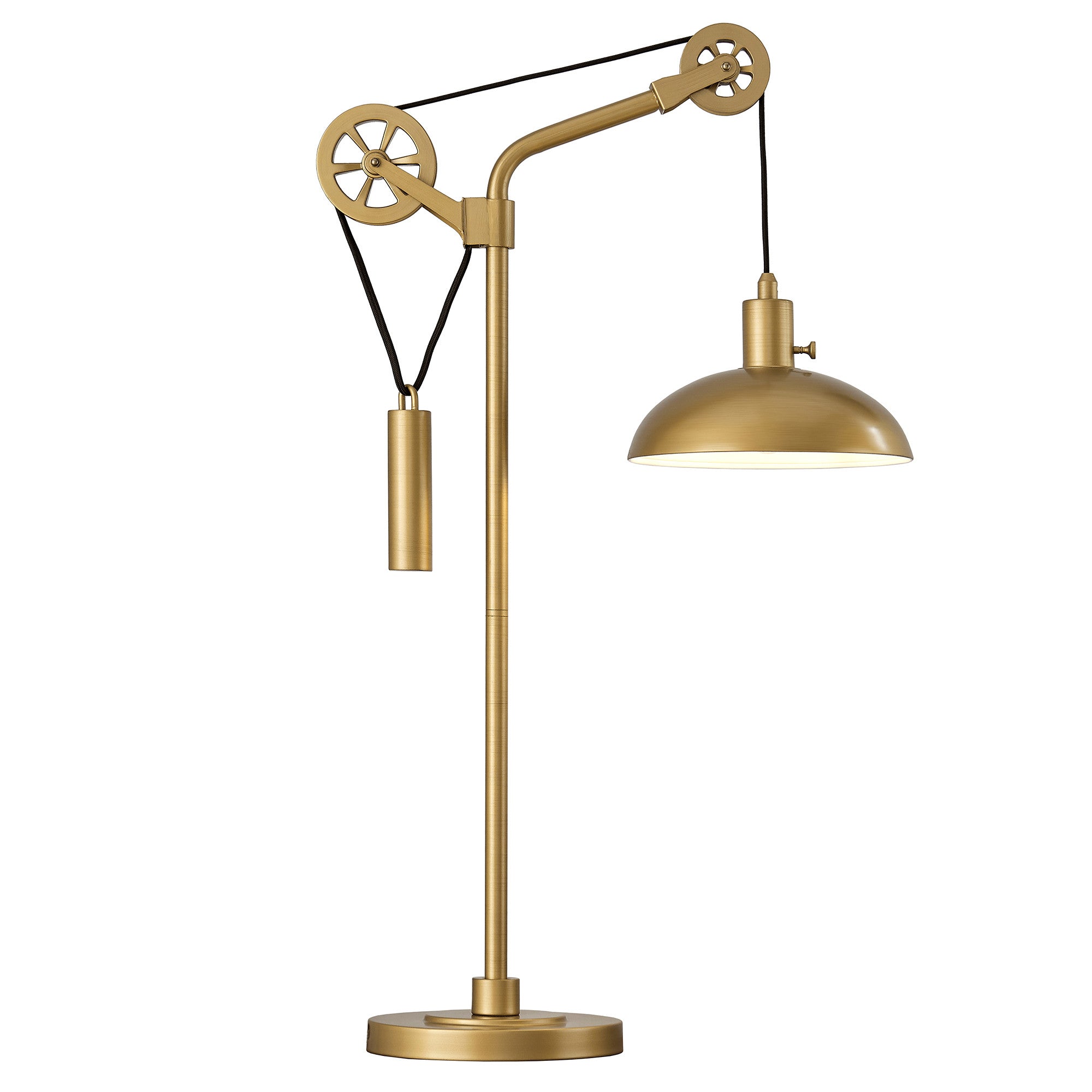 34" Brass Metal Adjustable Novelty Desk Table Lamp With Brass Dome Shade-2